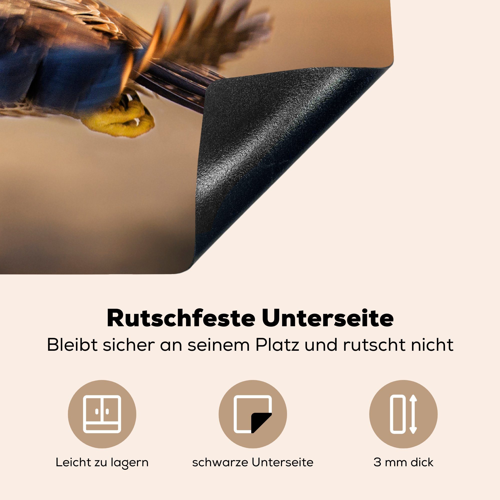 tlg), Arbeitsplatte MuchoWow - Herdblende-/Abdeckplatte Wanderfalke cm, 83x51 Ceranfeldabdeckung, für Himmel, Vinyl, küche - (1 Raubvögel