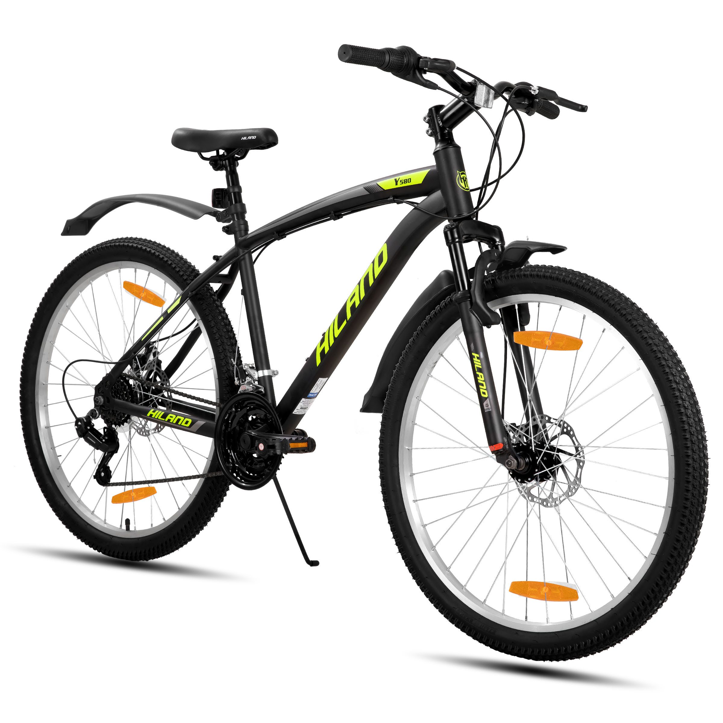 HILAND Mountainbike 26/27,5 Zoll MTB für Männer, Frauen, Student, Fahrräder für Gelände, Mit 18 Gang, Doppelte Scheibenbremsen, Federgabel, Fender