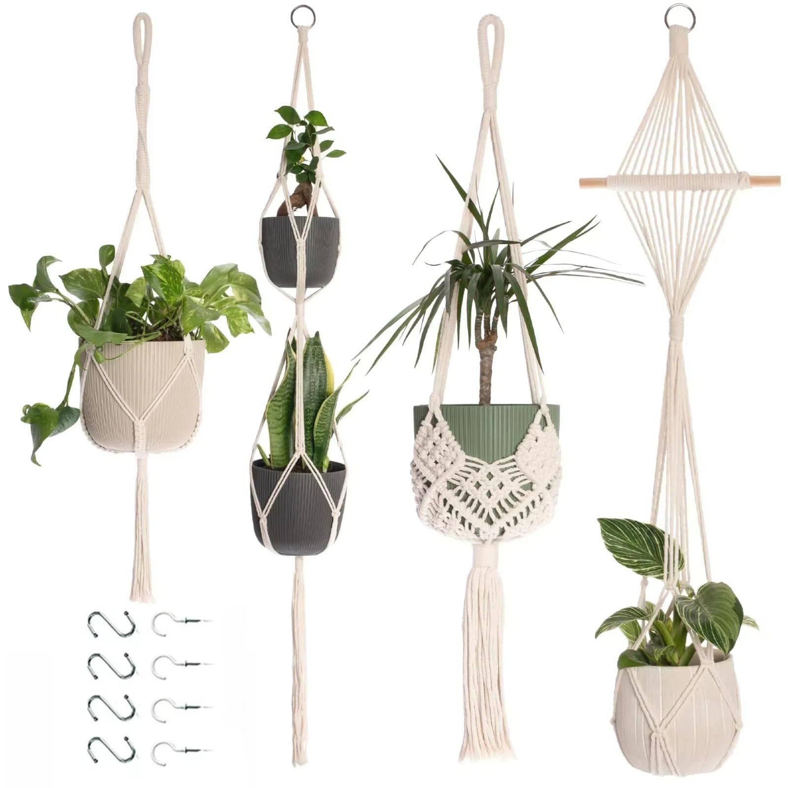 FOUORTUNATE-BEE Blumenampel 4er Set Blumenampel Hängend Innen (Boho Deko Ma günstig online kaufen