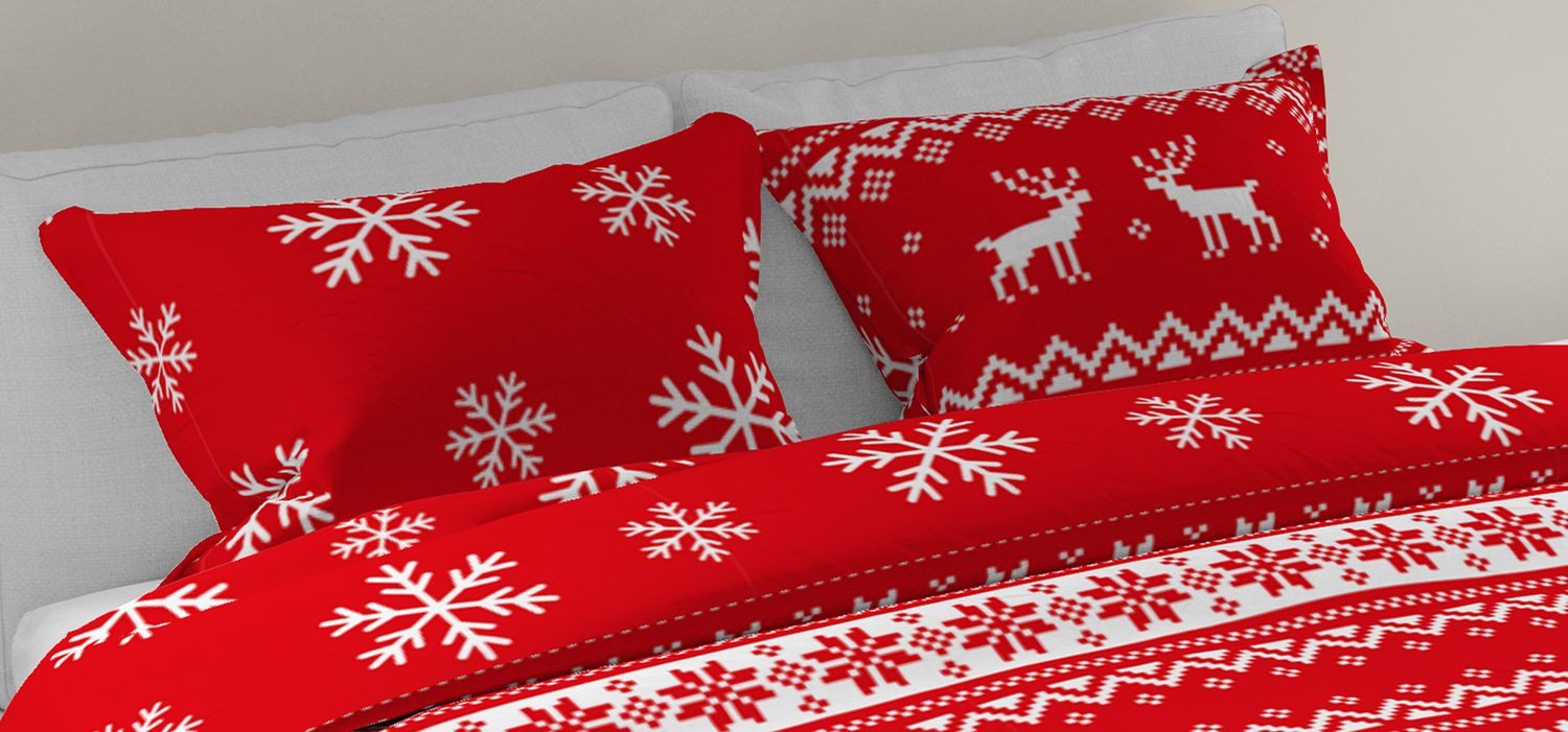 texpot Bettwäsche Wendebettwäsche Flannel Schneestern Rentier Baumwolle, 2 teilig