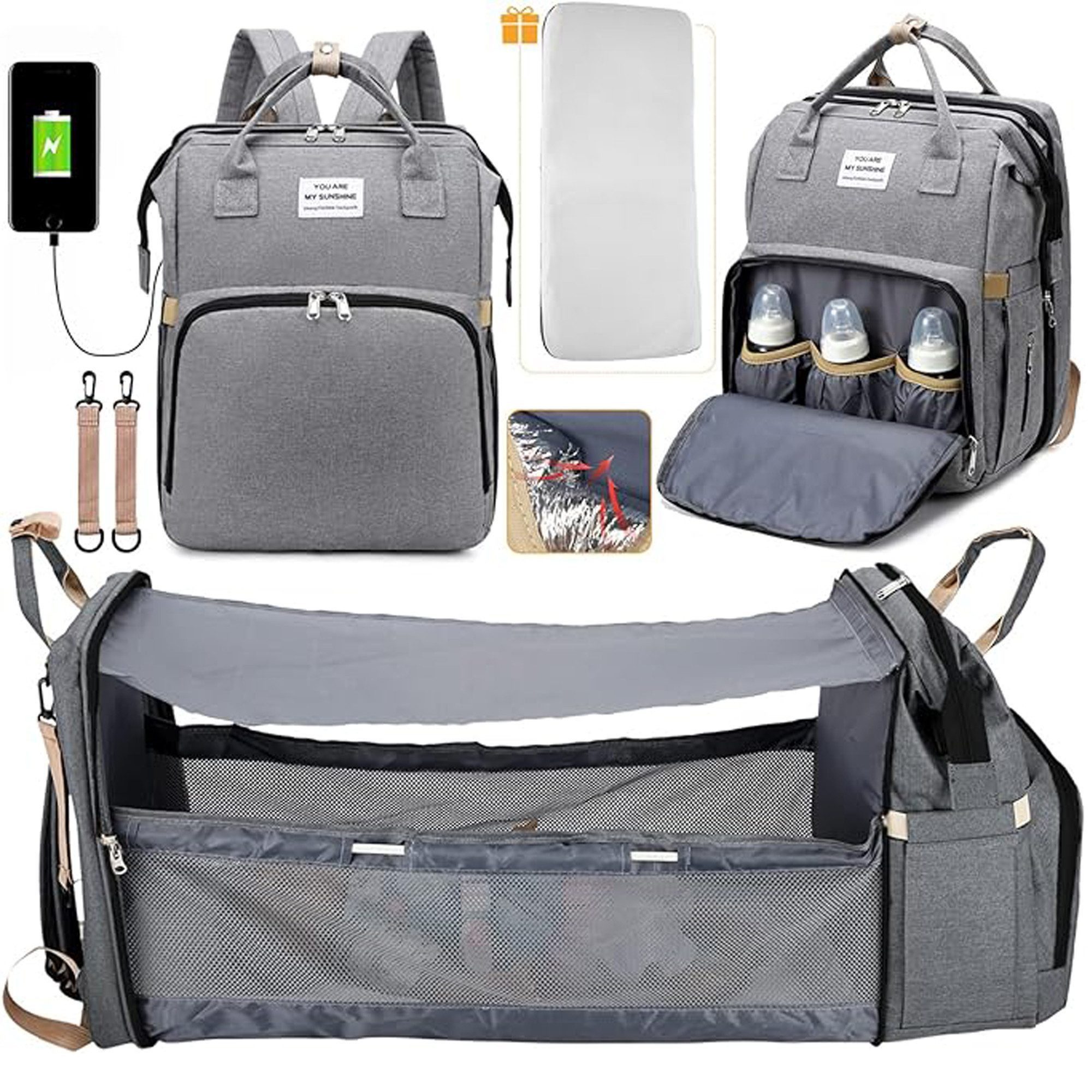 Forrlite Wickelrucksack Baby Wickelrucksack, Wickeltasche Multifunktions Reise Rucksack
