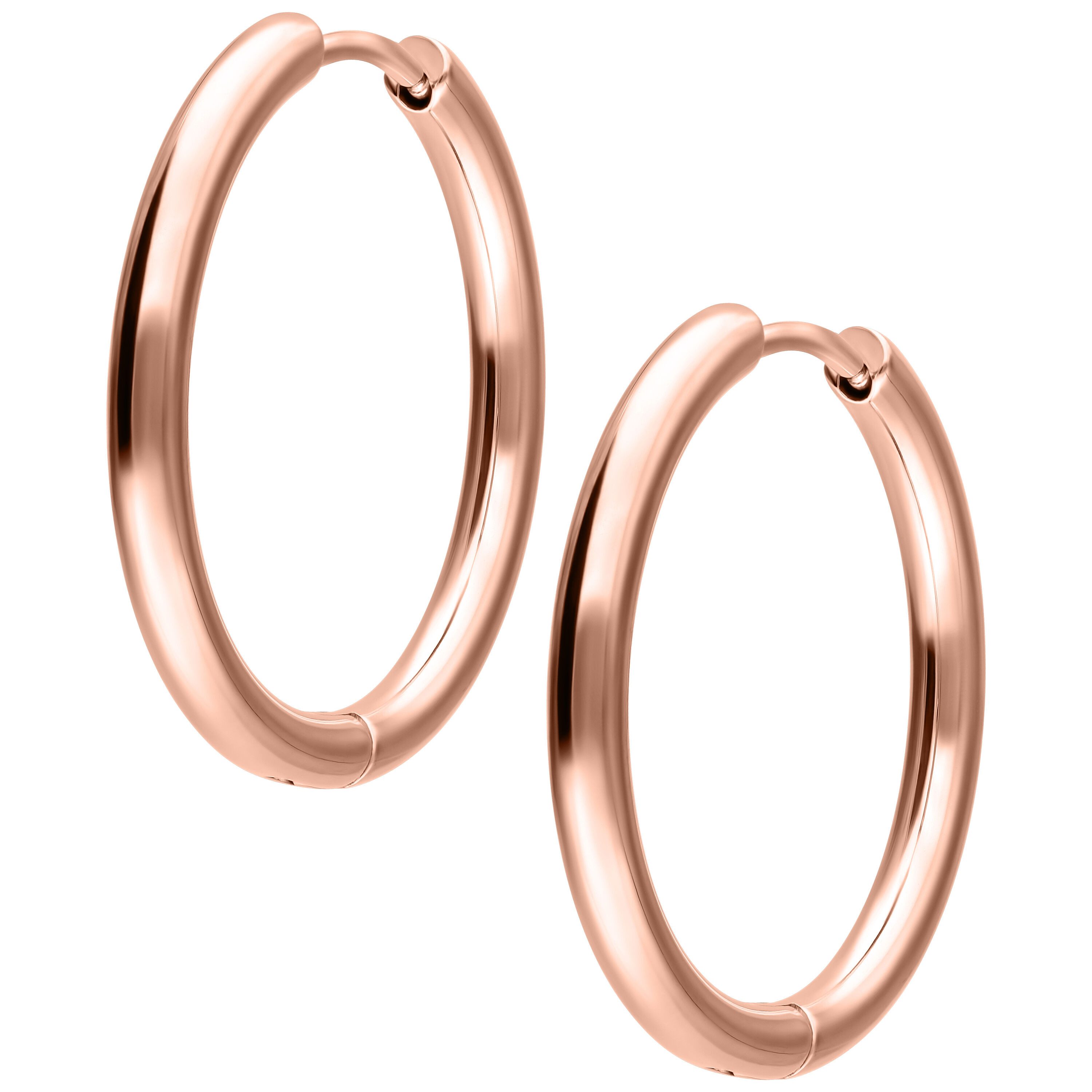 Wildcat Paar Ohrhänger Little Hoops - Roségold, 20,0 mm, Chirurgenstahl 316L - wasserfest, langlebig, hautverträglich