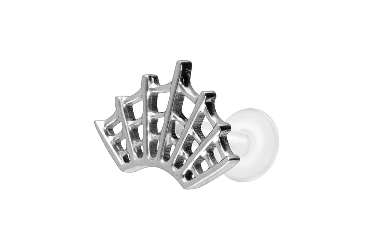 PIERCINGLINE Piercing-Set PTFE Labret mit Innengewinde + Titan-Aufsatz SPINNENNETZ (Labrets, 1-tlg)