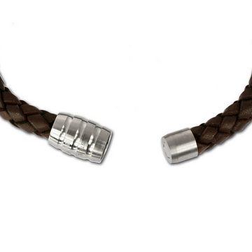 SilberDream Edelstahlarmband SilberDream Leder Armband braun (Armband), Unisex Armband aus Edelstahl (Stainless Steel), Farbe: braun, Made-In