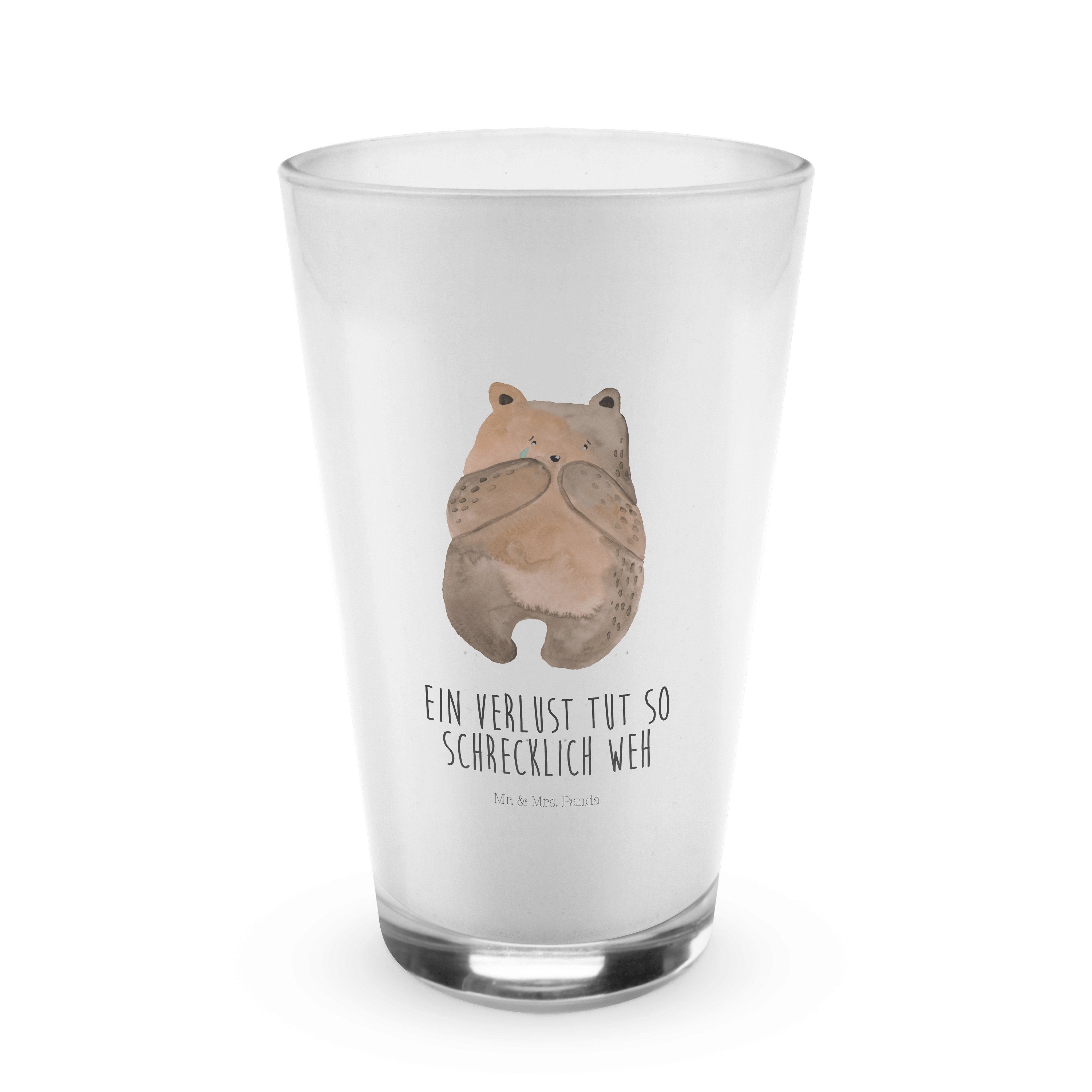 Mr. & - Mrs. Macchiato, Verlust - Panda Cappuccino Latte Bär Glas Geschenk, Transparent Premium Glas Gla