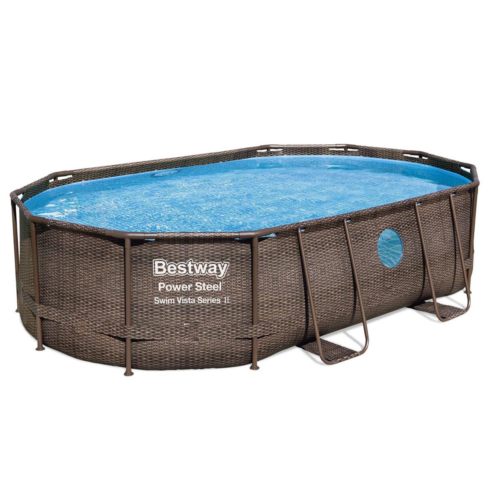 BESTWAY Pool »BESTWAY 56946 Power Steel Vista Swimmingpool Rattan Optik Zubehör 488x305x107cm«