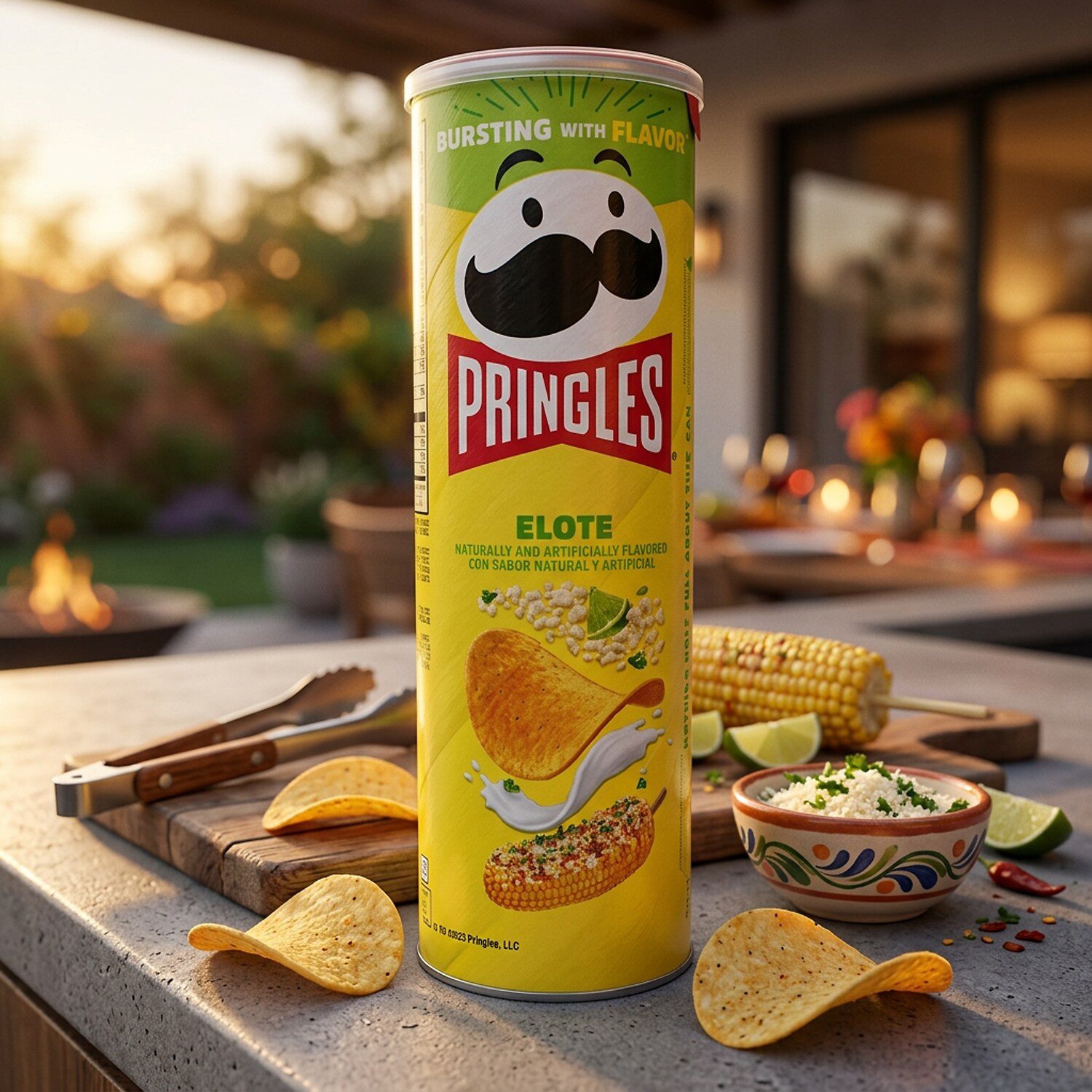 Pringles Knabberei, 1 x 158 g, Mexican Street Corn Potato Crisps