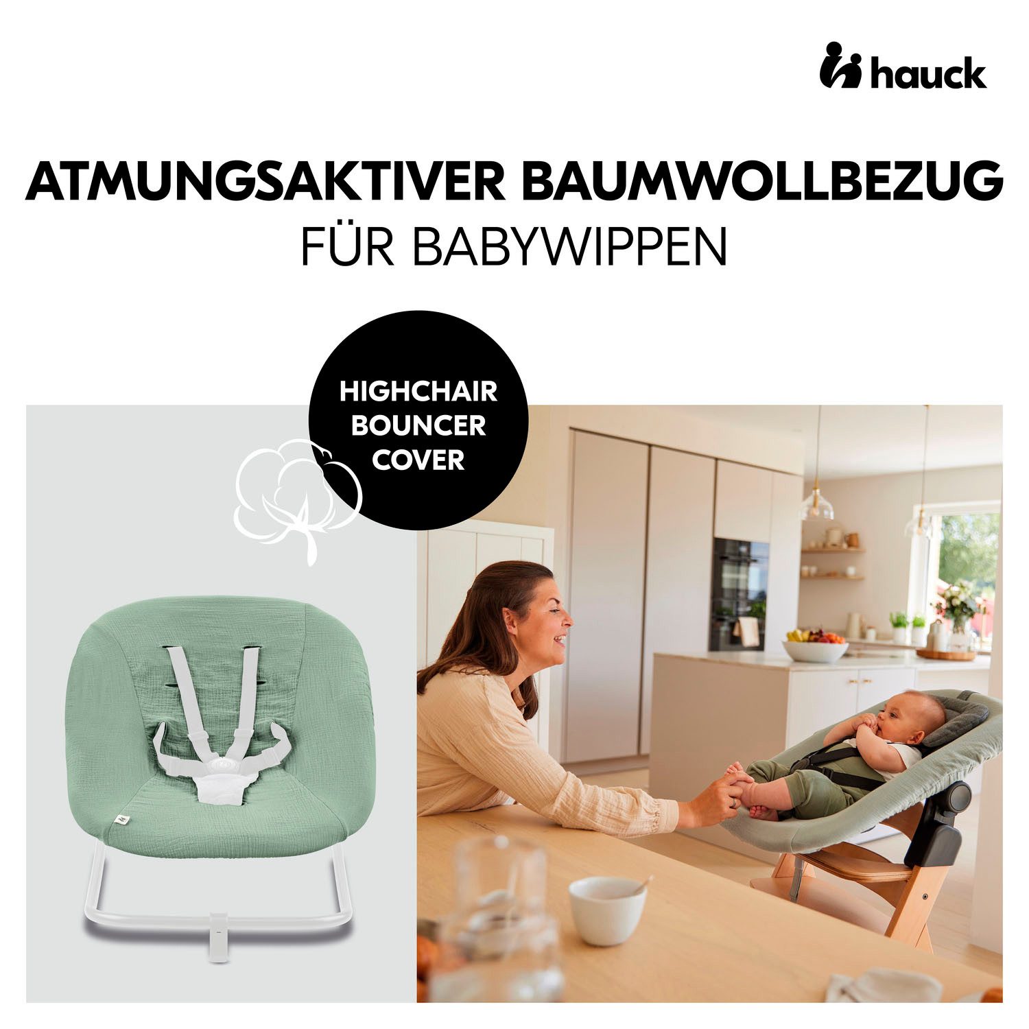 Hauck Kindersitzbezug Schonbezug für Babywippe; Highchair Bouncer Cover, Schonbezug für Babywippe Highchair Bouncer/High Chair Bouncer Eco