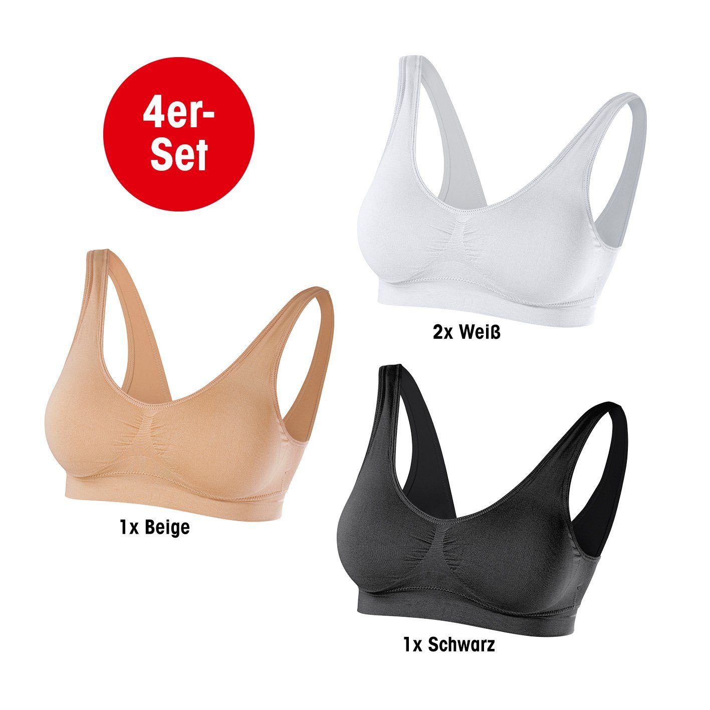 SLIMmaxx Bügelloser BH Super-BH 4er-Set 44/46 (XL) mehrfarbig günstig online kaufen
