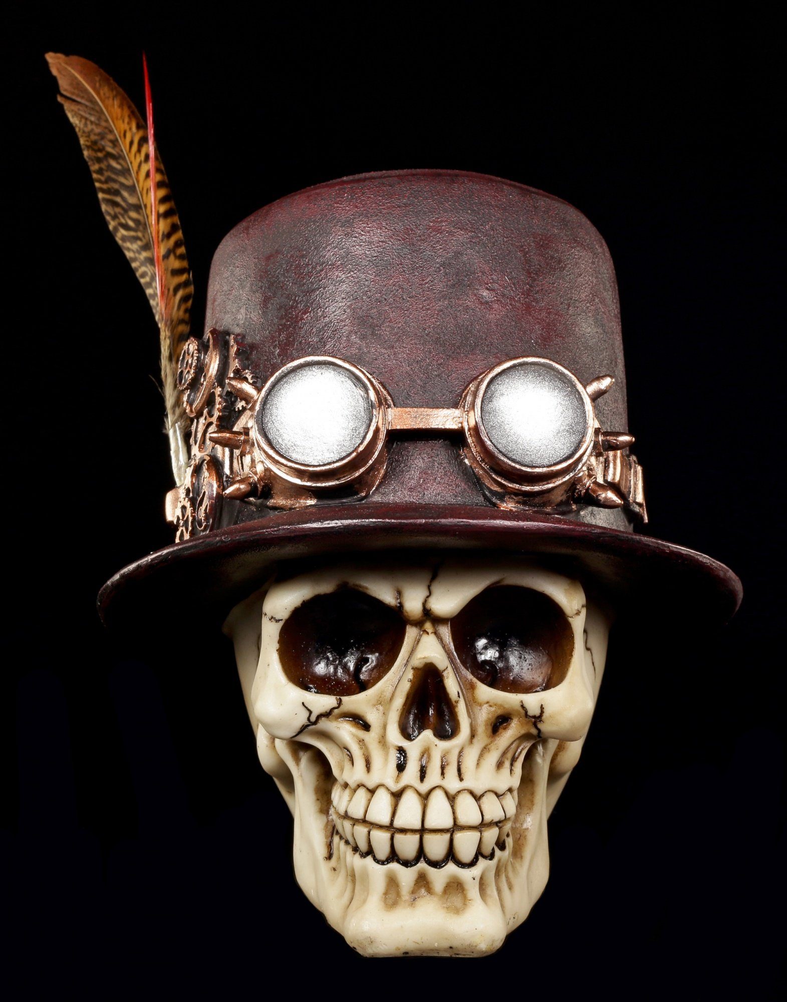 Hut - Horror Steampunk mit Totenkopf GmbH Shop Deko und Feder Figuren Dekofigur