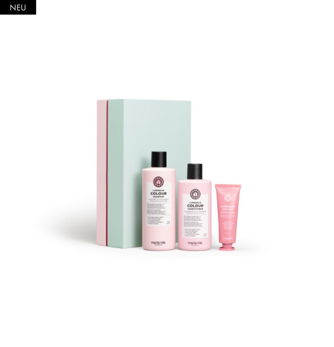 Maria Nila erneuert Conditioner Haarstruktur Luminous Geschenkset, + Masque, 3-tlg., Colour BOX die Shampoo und stärkt + HOLIDAY NEU, Haarpflege-Set Booster