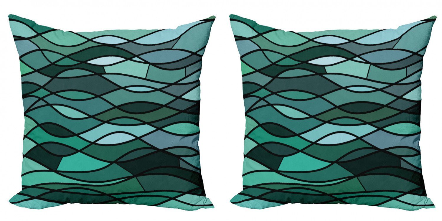 Kissenbezüge Modern Accent (2 Digitaldruck, Sea Abakuhaus inspiriert Teal Doppelseitiger Stück), Mosaic Waves