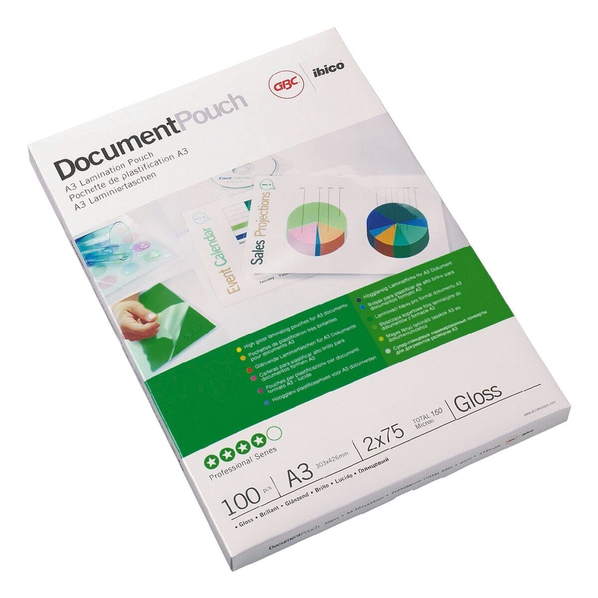 GBC Laminierfolie Document Pouch, A3 75 mic glänzend