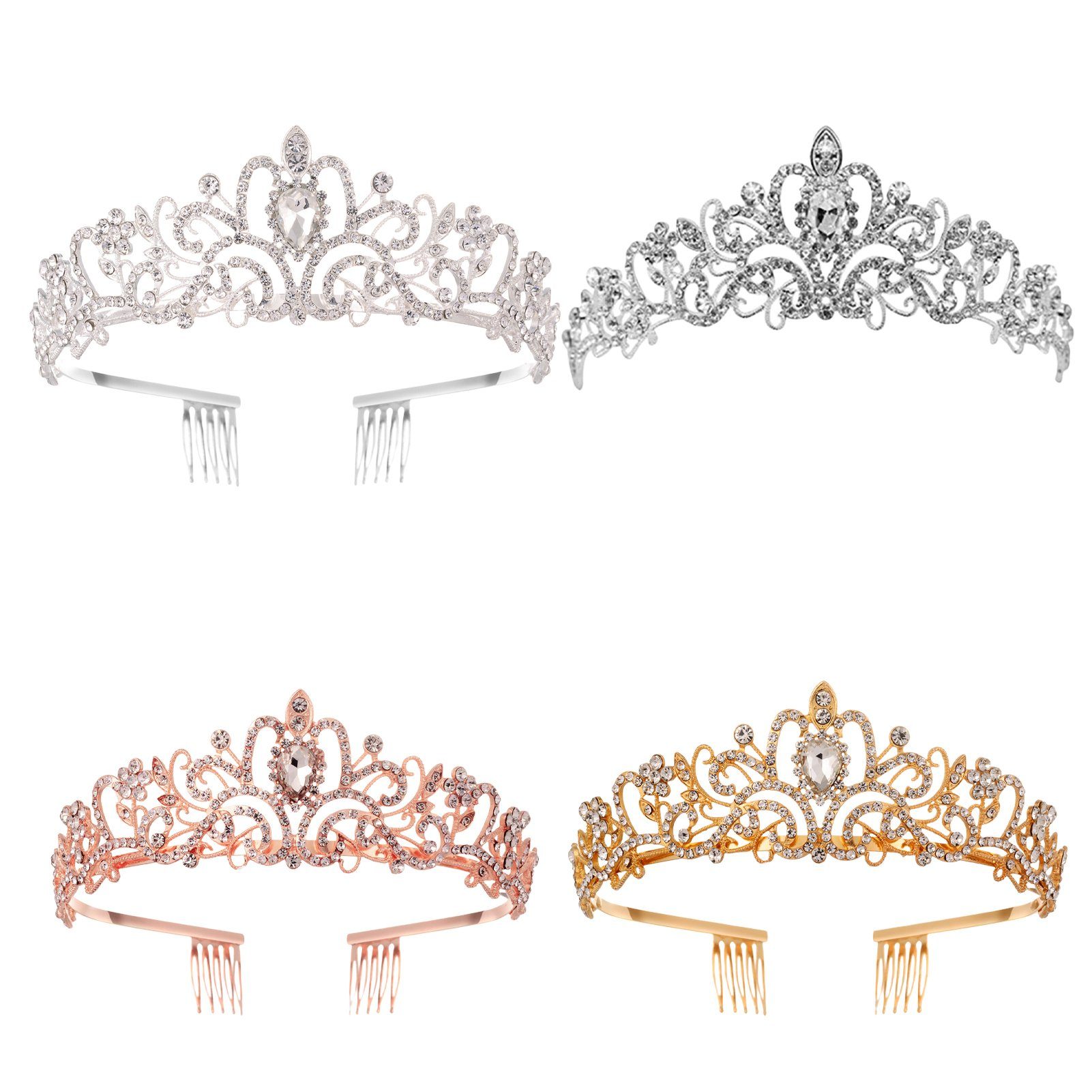 Blusmart Haarband Leichte, Luxuriöse Strass-Kronen-Tiaras Haarband Für Haarschmuck, golden Hochzeit