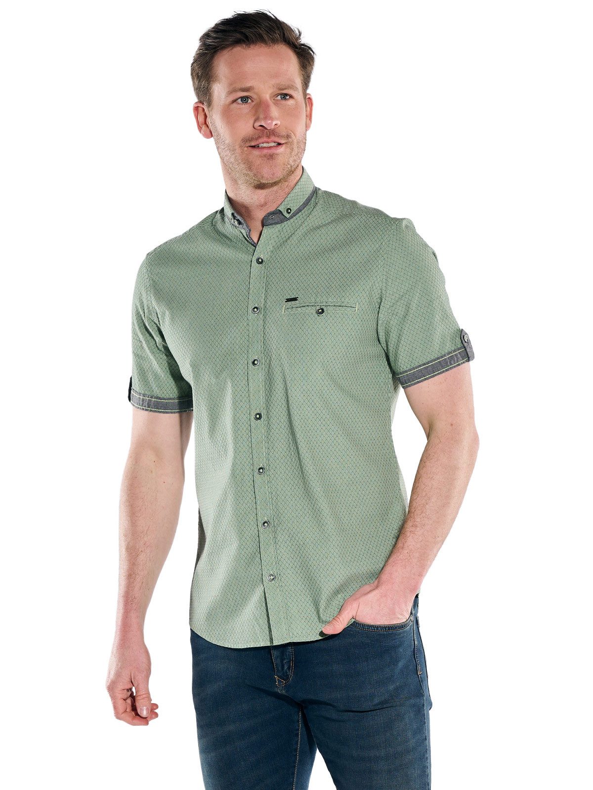 Engbers Kurzarmhemd Herren Sportives Kurzarmhemd mit Brusttasche, Hellgruen