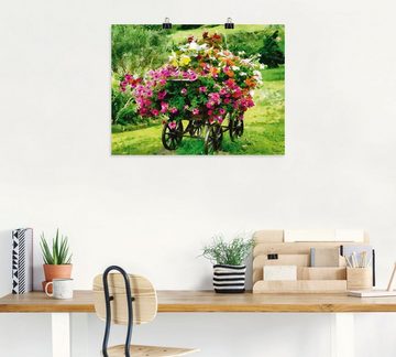 Artland Wandbild Kutsche mit Blumen, Blumenbilder (1 St), als Alubild, Outdoorbild, Leinwandbild, Poster in verschied. Größen