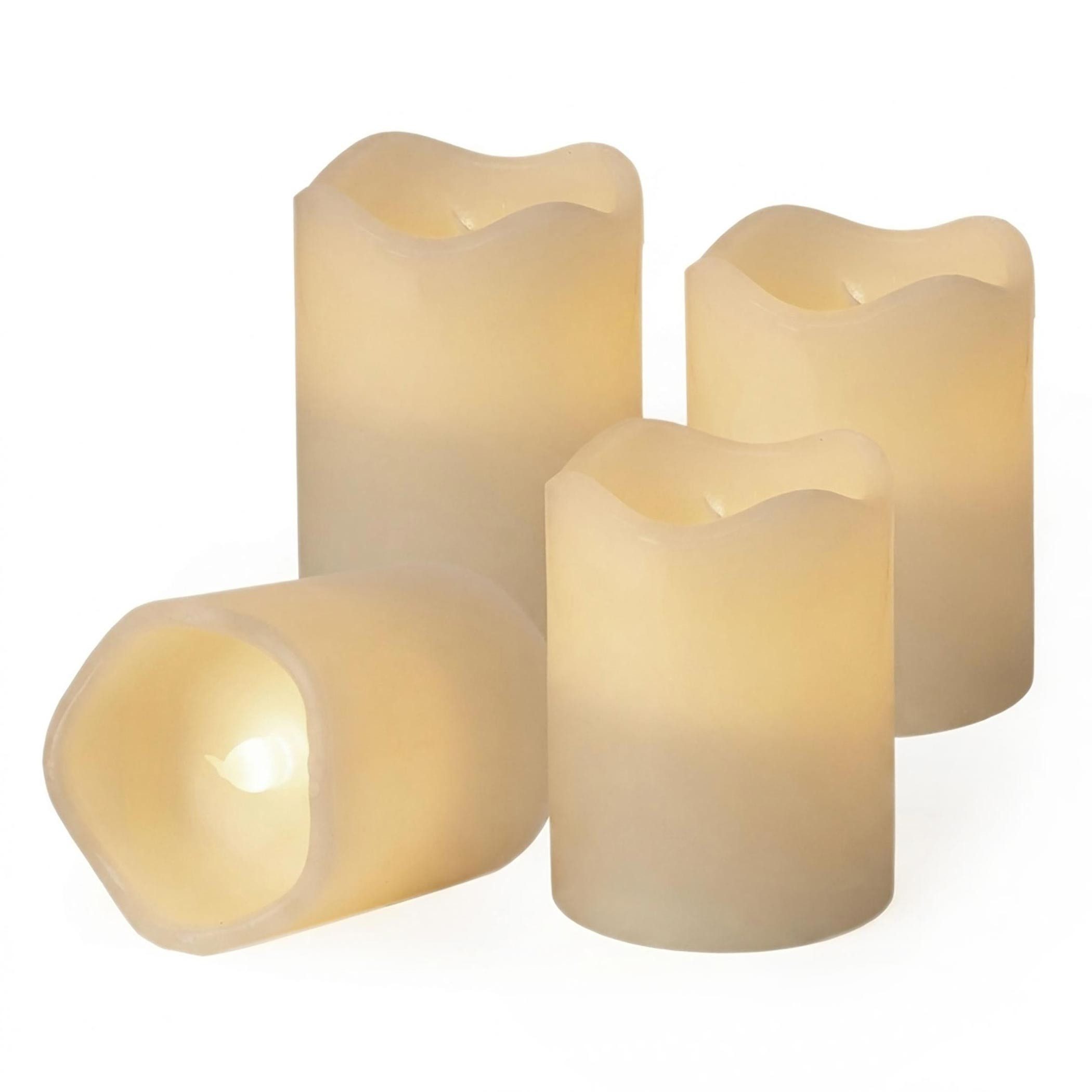 Spetebo LED-Kerze Künstliche Stumpenkerze mit Timer batteriebetrieben - 4er Set, Flammeneffekt, LED fest integriert, warm weiß, Deko Kerze für Innen