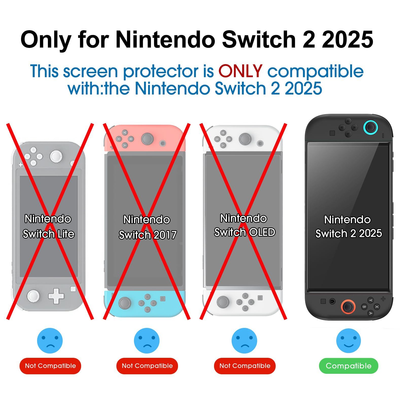 Forrlite Panzerglas für Nintendo Switch 2 Modell 2025 [2 Stück] Schutzfolie Zubehör Nintendo (9H Härte 2.5D[Hohe Auflösung][Anti-Bläschen][Anti-Kratzen], Displayschutz Schutzfolie mit Rahmen Kompatibel mit Nintendo Switch 2)
