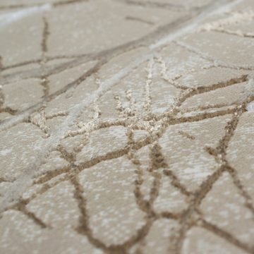 Teppich Moderner Designerteppich mit glänzenden Ästen abstrakt beige, Carpetia, rechteckig, Höhe: 8 mm