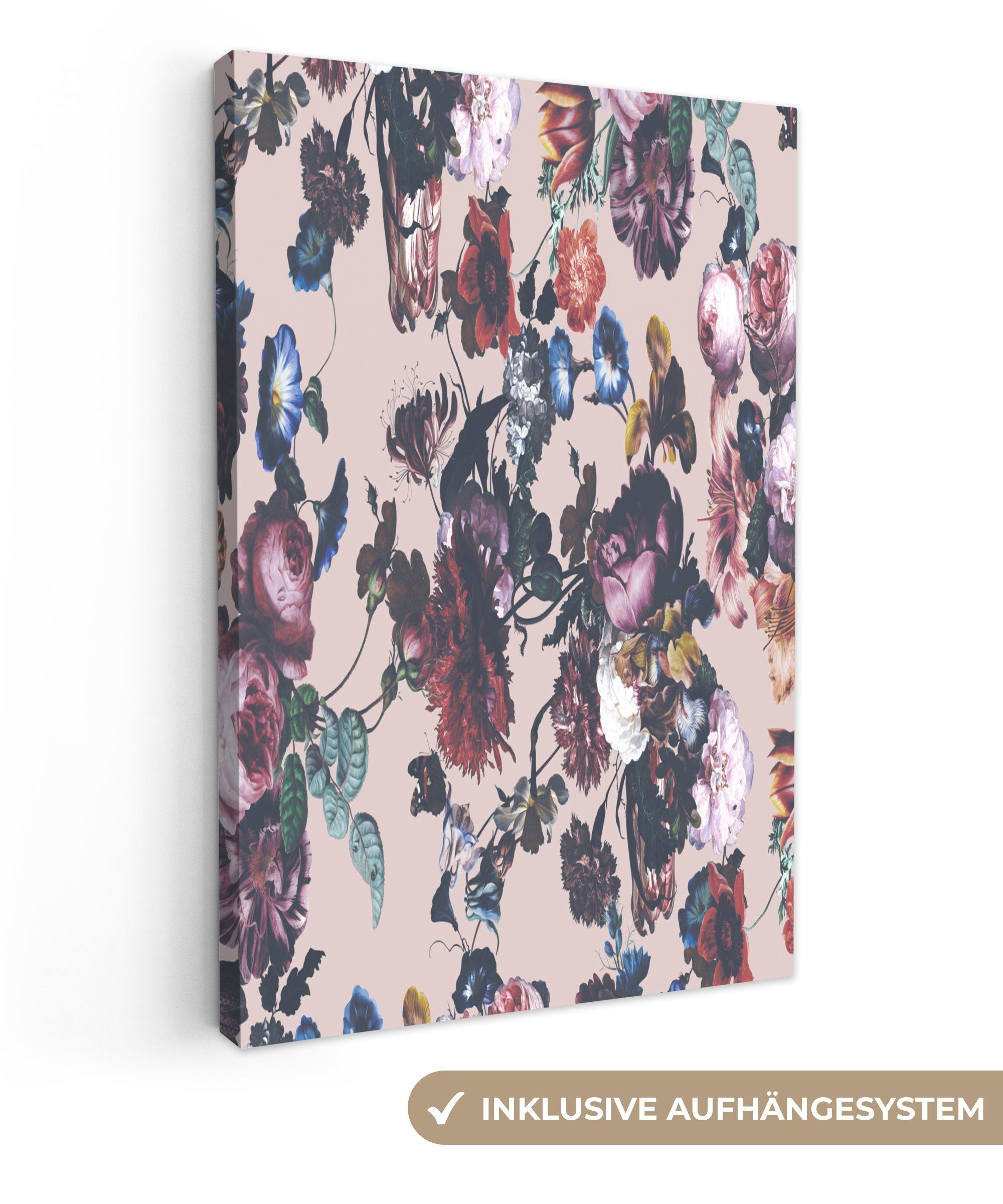 OneMillionCanvasses® Leinwandbild Blumen - Farben - Pastell, (1 St), Leinwandbild fertig bespannt inkl. Zackenaufhänger, Gemälde, 20x30 cm