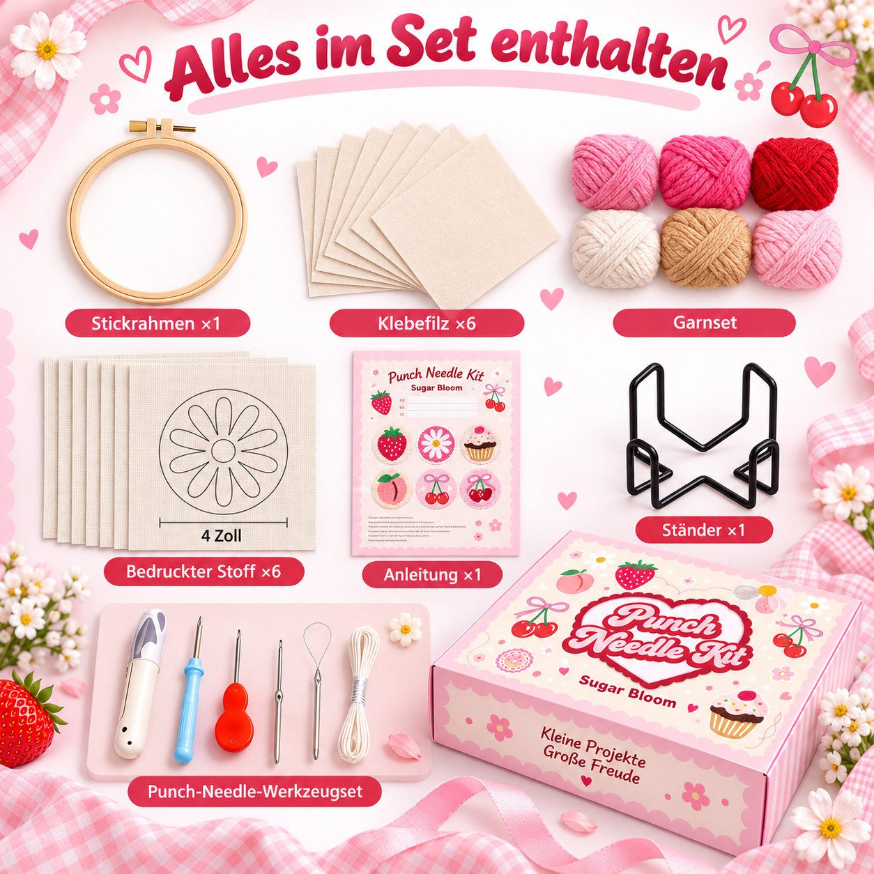 VEKROBOT Nähkästchen Kreativer DIY Ständer Keramik Stickerei entspannend ideales Geschenk (Set, 1 St., DIY-Stressabbau-Set – zum Stempeln & Basteln), 6 teiliges – Bild 2 von 5