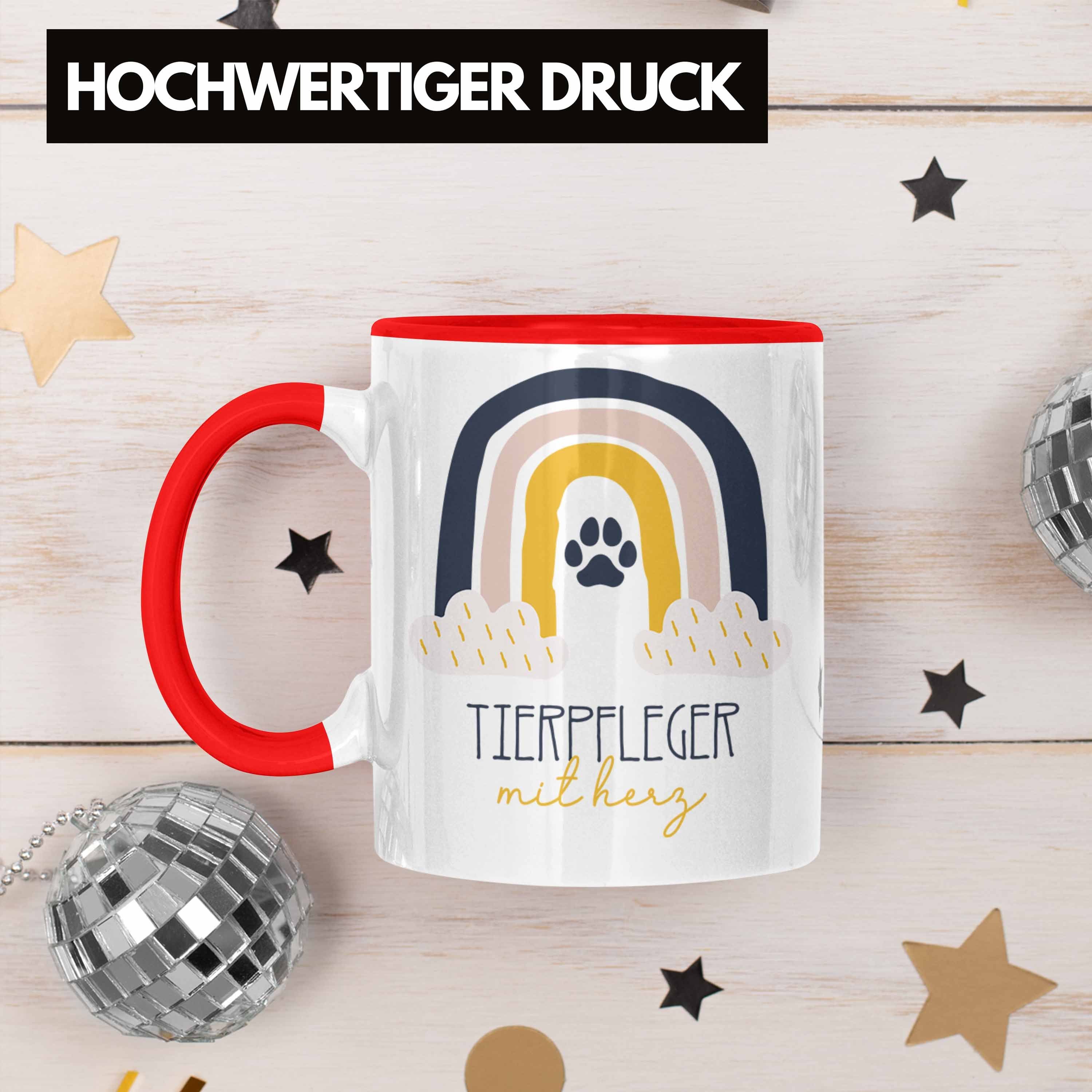 Trendation Tasse Tierpfleger Tasse Geschenk Tierpf Geschenkidee Rot für Danke Kaffeetassse