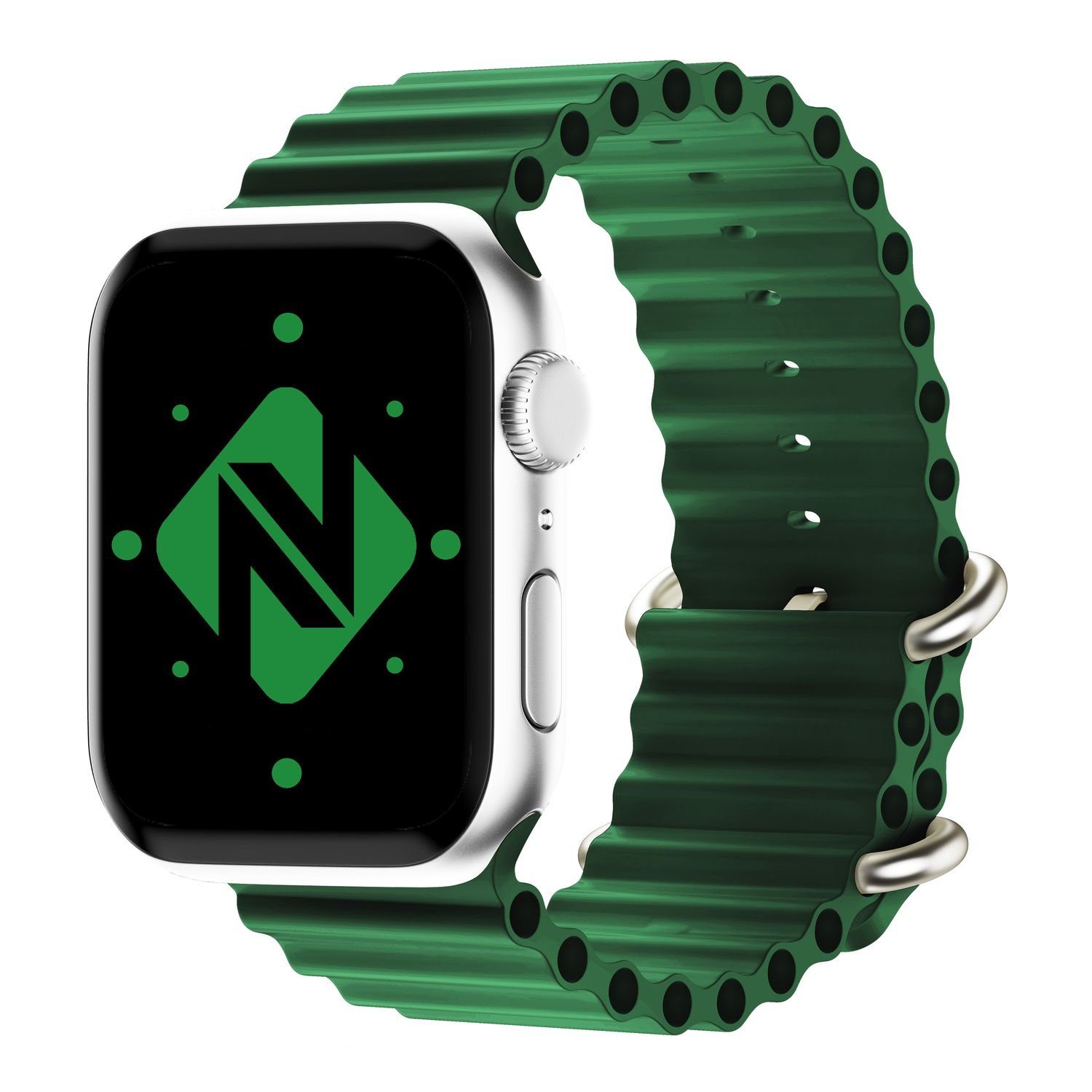 Nalia Smartwatch-Armband Apple Watch 38mm/40/41/42(Serie 10/11), Ocean Style Sportarmband / Silikon Ersatzband / Metall-Ring Verschluss