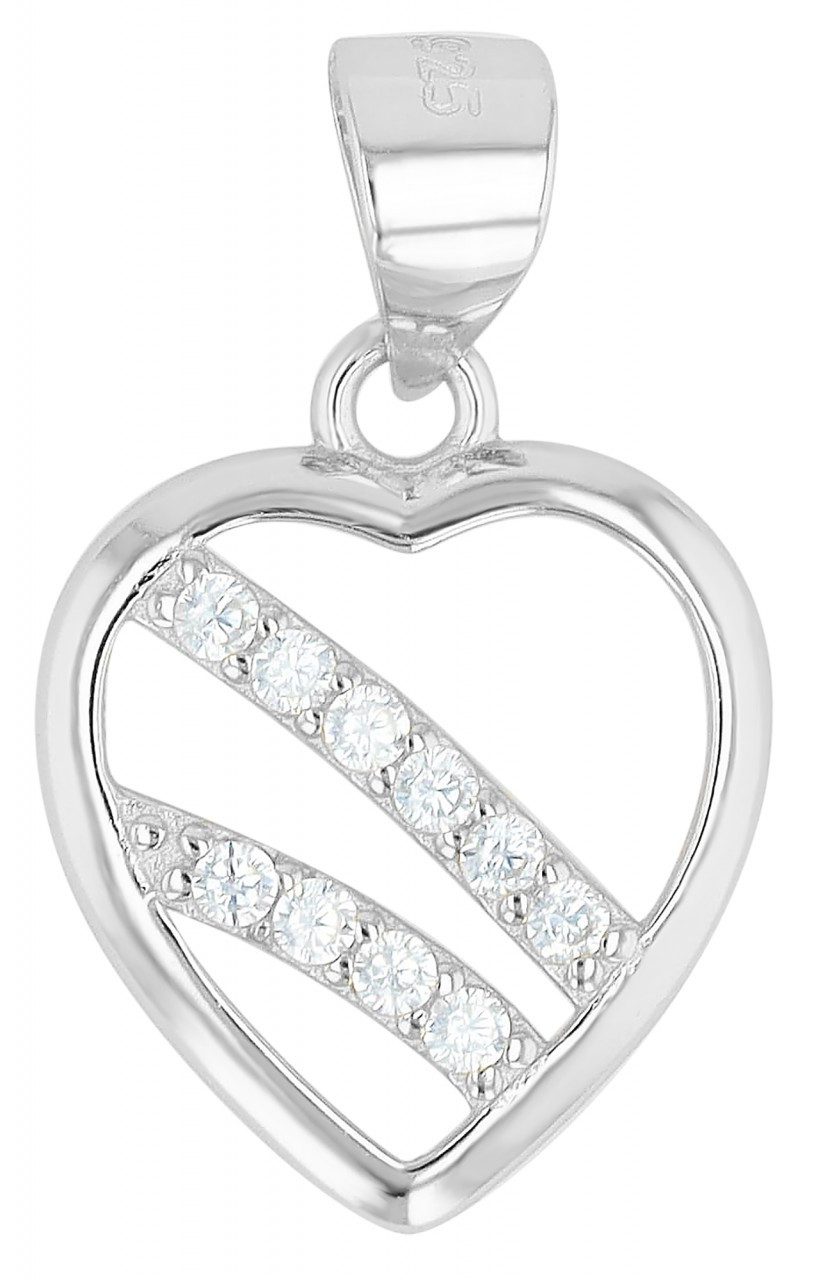 Kettenanhänger stylischer Herz Anhänger aus 925 Sterling Silber