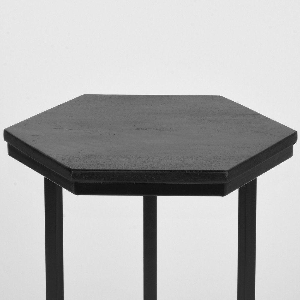 in Beistelltisch Leilai Beistelltisch Möbel 620x400x400mm, Schwarz Mangoholz aus RINGO-Living