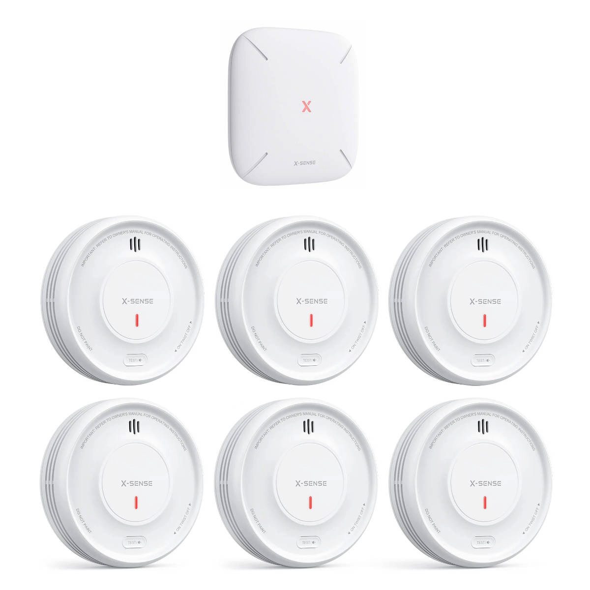 X-SENSE XS0D-MR61 Rauchmelder-Set mit Basisstation SBS50 und 6x XS0D-MR Rauchmelder (Vernetztes Rauchwarnsystem, App-Benachrichtigungen)