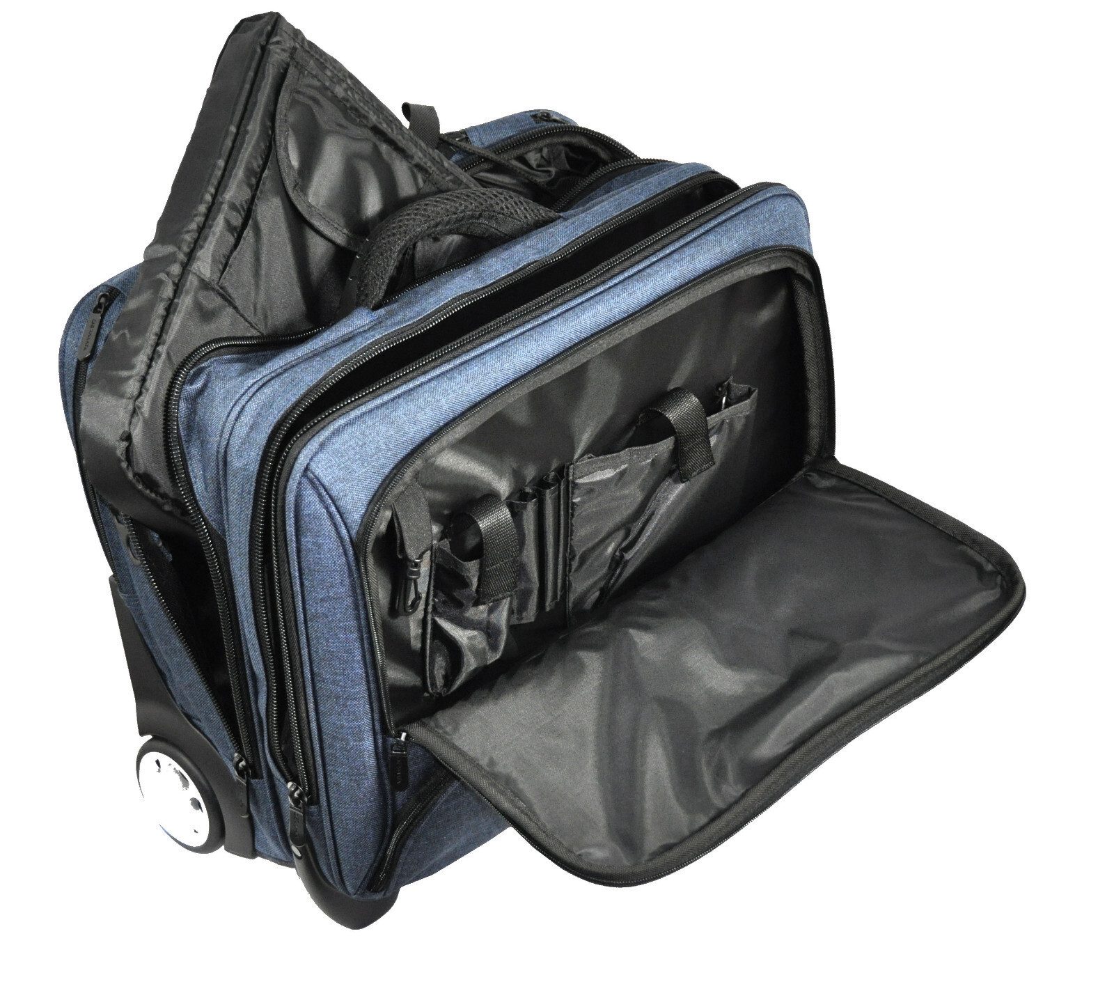Dermata Business-Trolley Laptoptasche Pilotenkoffer mit Trolley / Rollen, vielseitig und robust, 2 Rollen