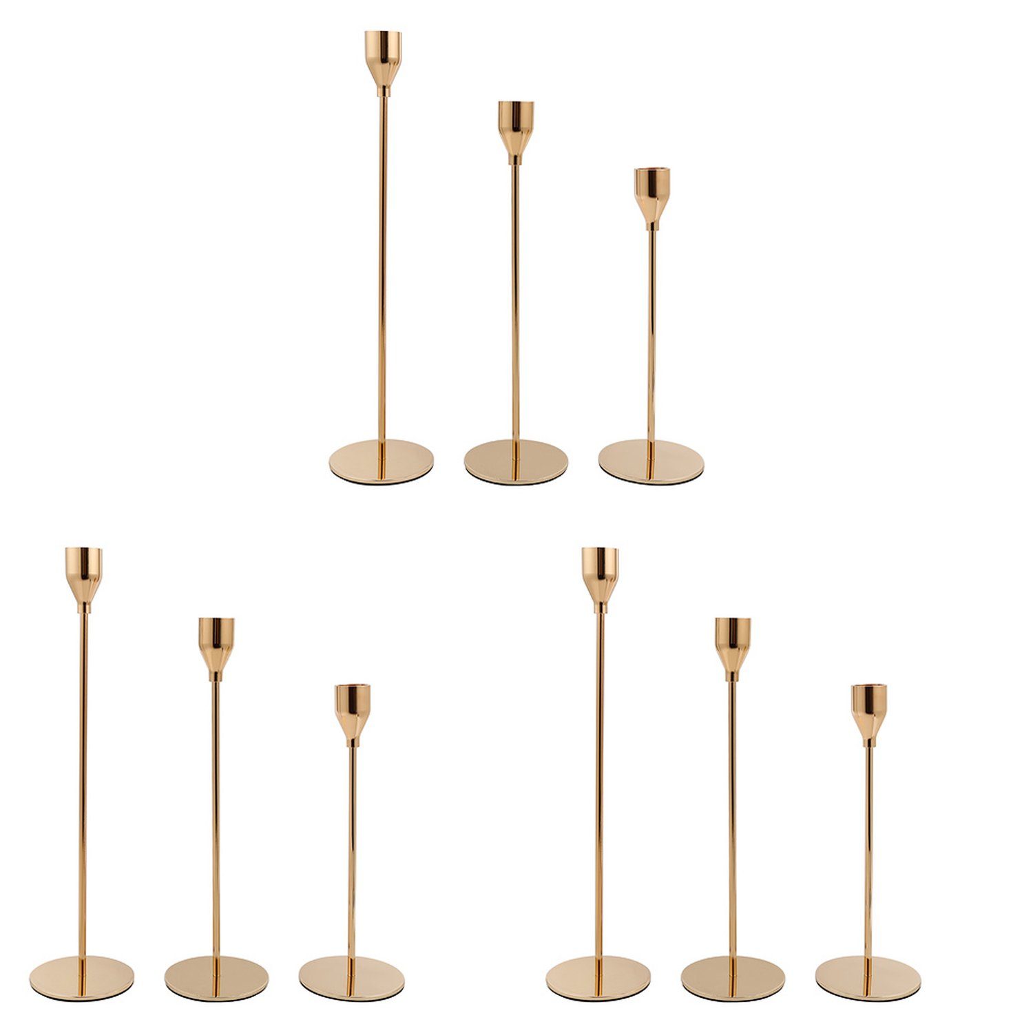 Gimisgu Kerzenständer 9x Kerzenständer für Kerzen mit einer Dicke von bis zu 2 cm gold