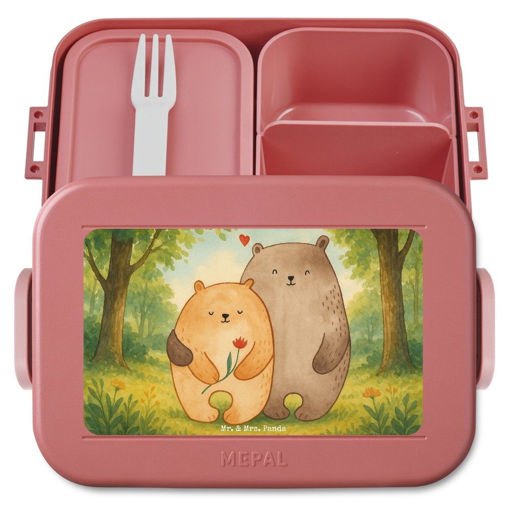 Mr. & Mrs. Panda Butterdose Bären Liebe Design, Bento Box, Rot Pastell, Lunchbox, Lebensmittelbeh, Polypropylen lebensmittelecht, (Packung), Liebesbeweis Freundin Liebe