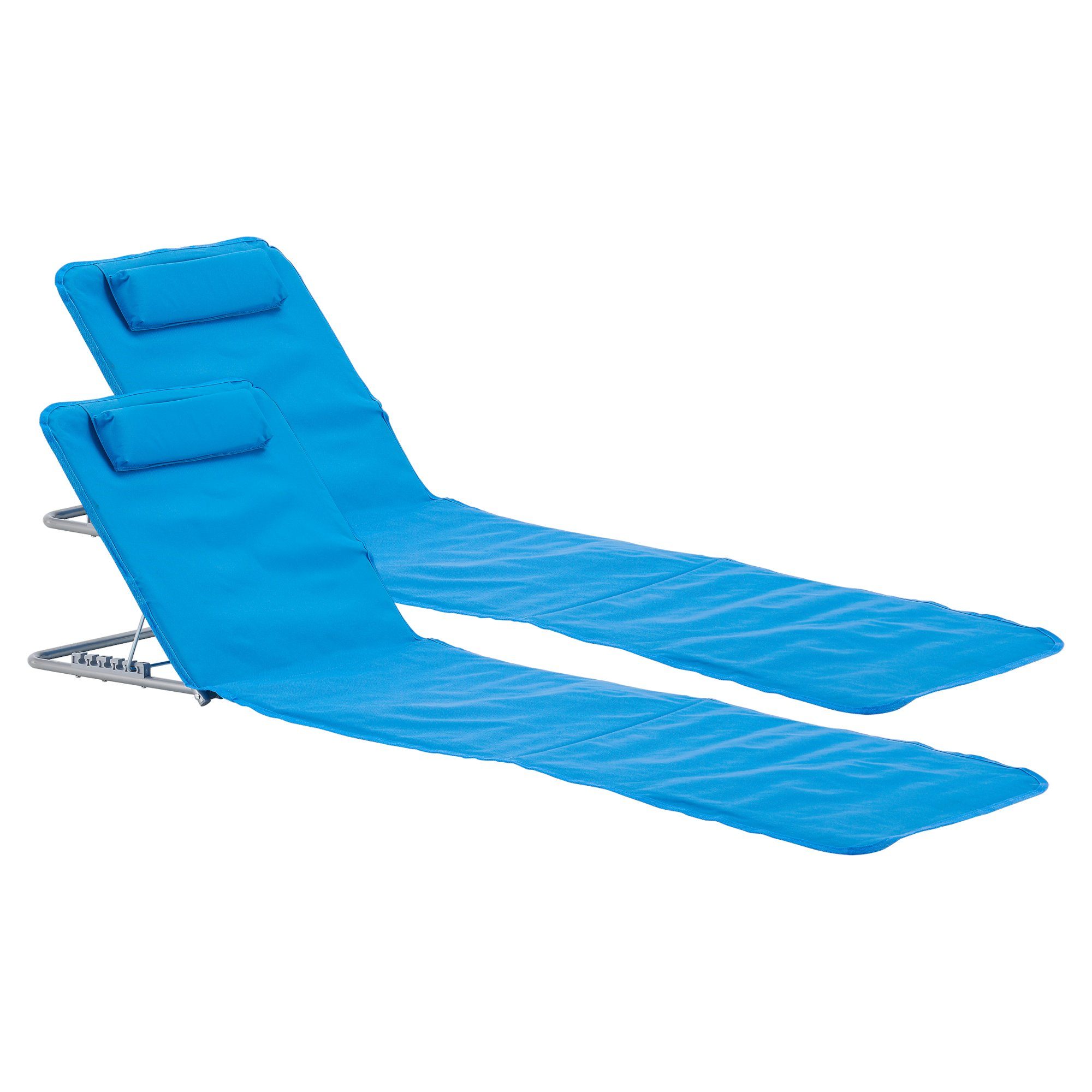 en.casa Gartenliege, Set, 2 St., »Cellorigo« Strandmatte mit verstellbarer Rückenlehne Blau
