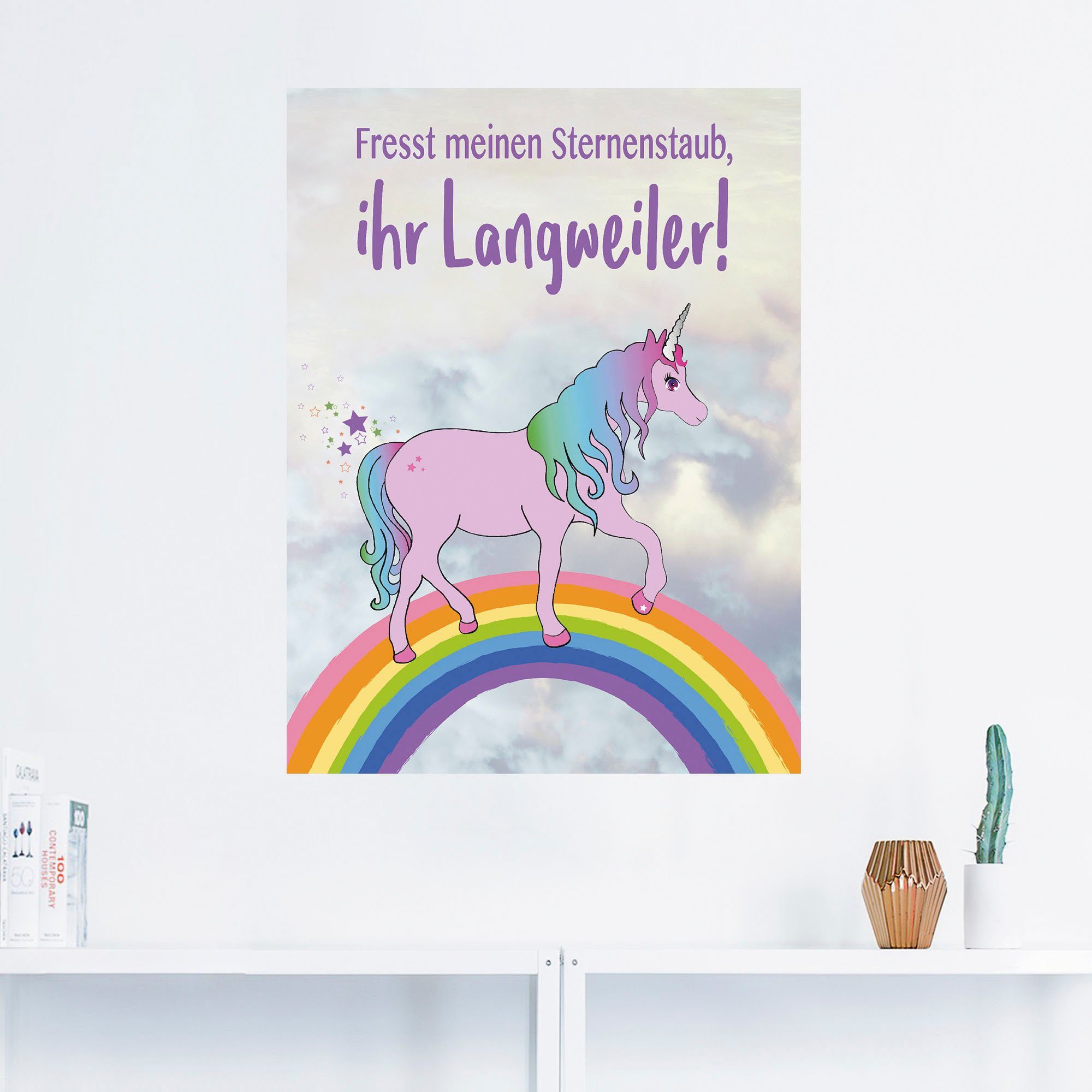 Poster versch. (1 St), meinen als Größen fresst Animal Wandbild Fantasy Artland in Einhorn Leinwandbild, oder Wandaufkleber Sternenstaub,