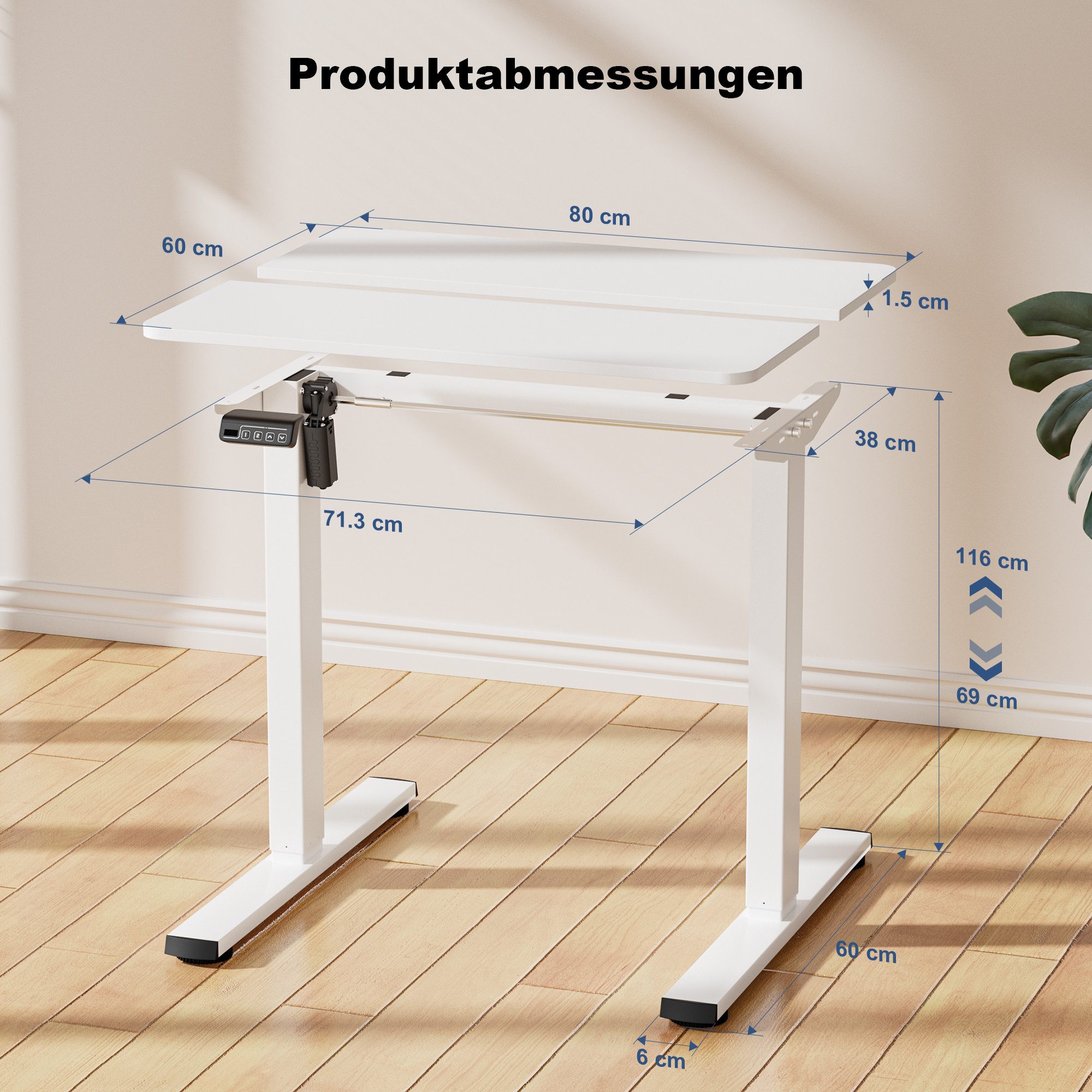 Ragnarök Möbel-Design Schreibtisch Ragnarök-Möbeldesign höhenverstellbarer Schreibtisch (1 Tisch), Breite 80 cm, Breite 120 cm, Breite 140 cm, Breite 160 cm