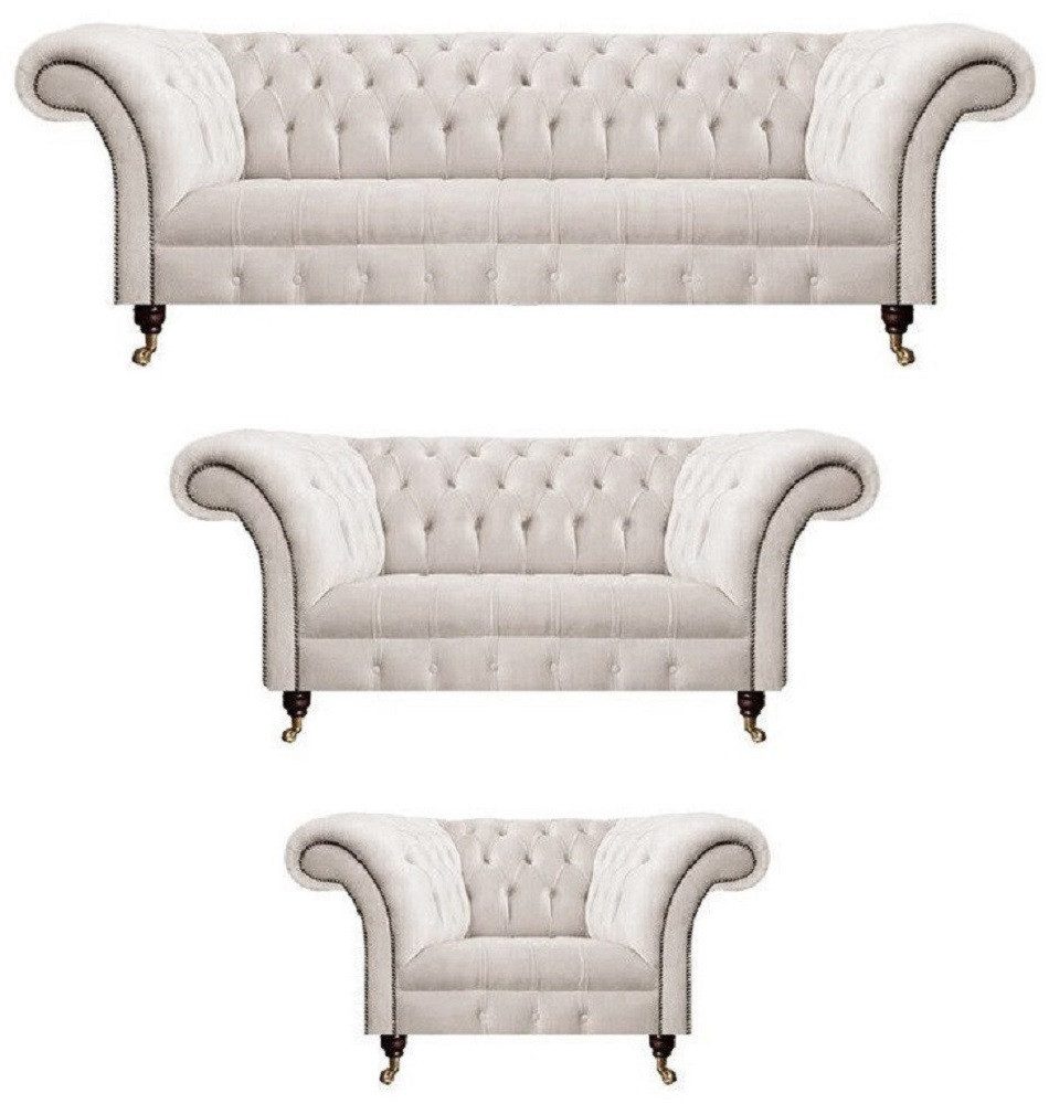 Xlmoebel Chesterfield-Sofa Elegante Sofagarnitur im Chesterfield-Stil mit Samtoptik, Hergestellt in Europa