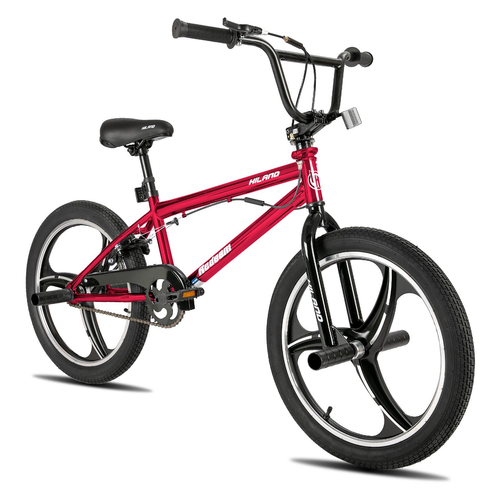 HILAND BMX-Rad 20 Inch 3 Spoke Kids BMX Bike for Boys Girls Ages 5-12, 360 Degree Rotor Freestyle, 4 Pegs Single Speed