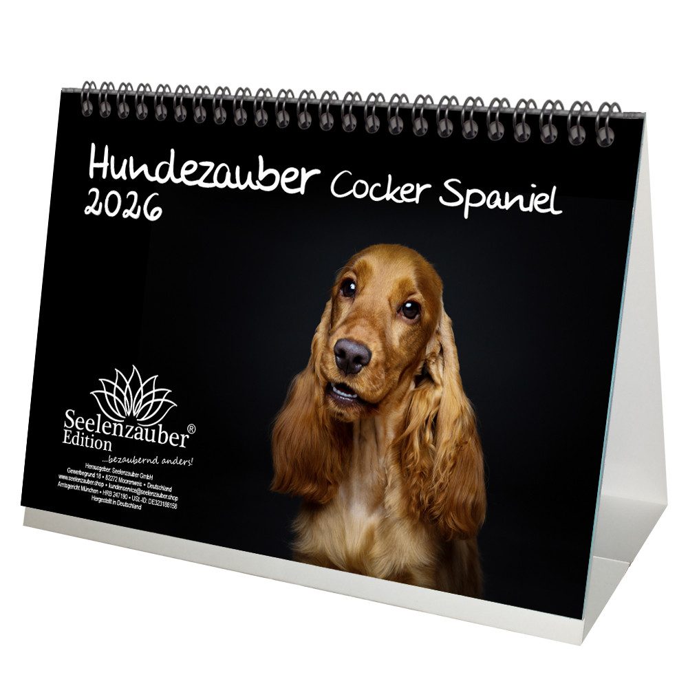 Seelenzauber Tischkalender Hundezauber Cocker Spaniel DIN A5 Tischkalender für 2026 Welpen