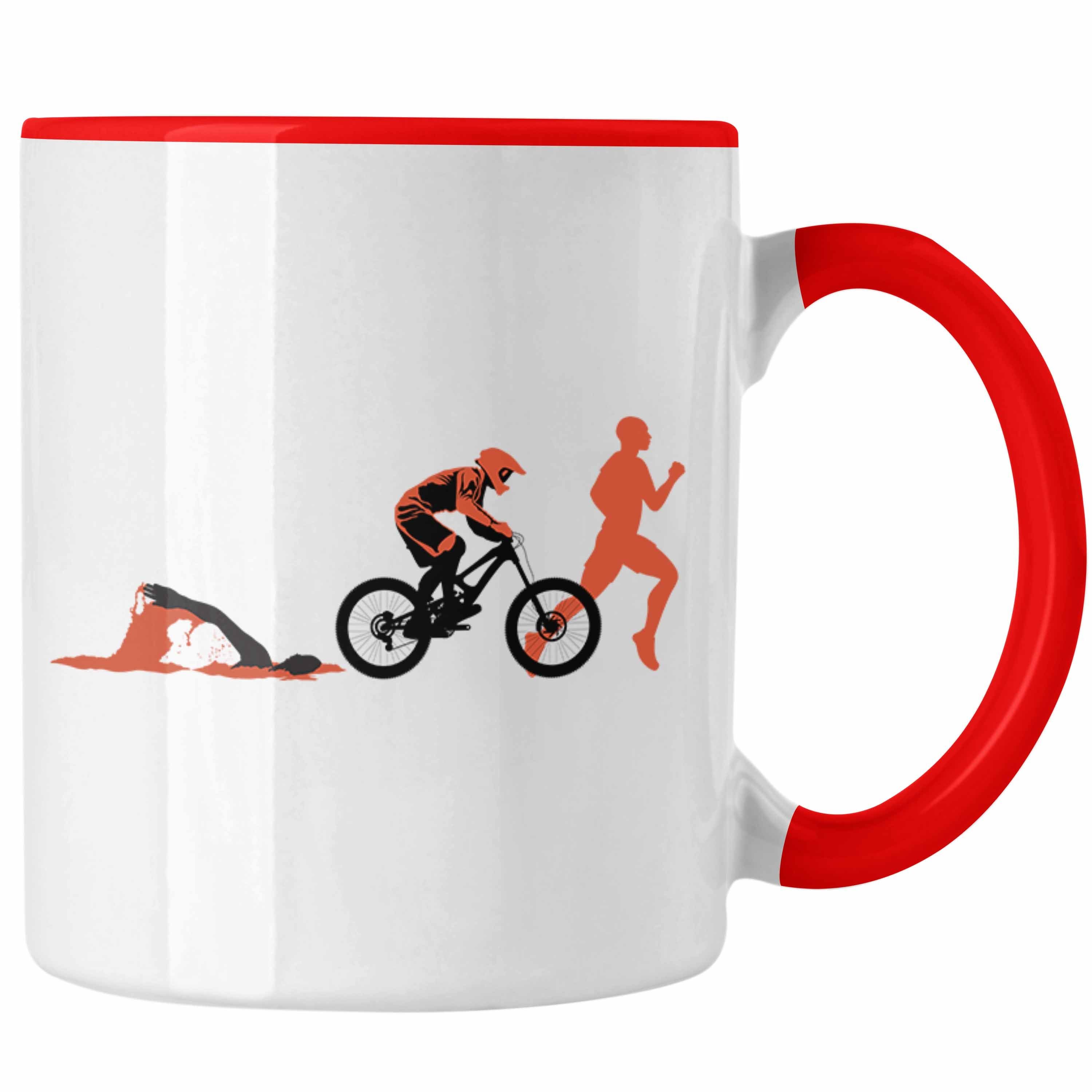Bike Tasse Schwimmen Triathlet Triathlon Fahrrad Trendation Rot Tasse Geschenk Run Re Swim