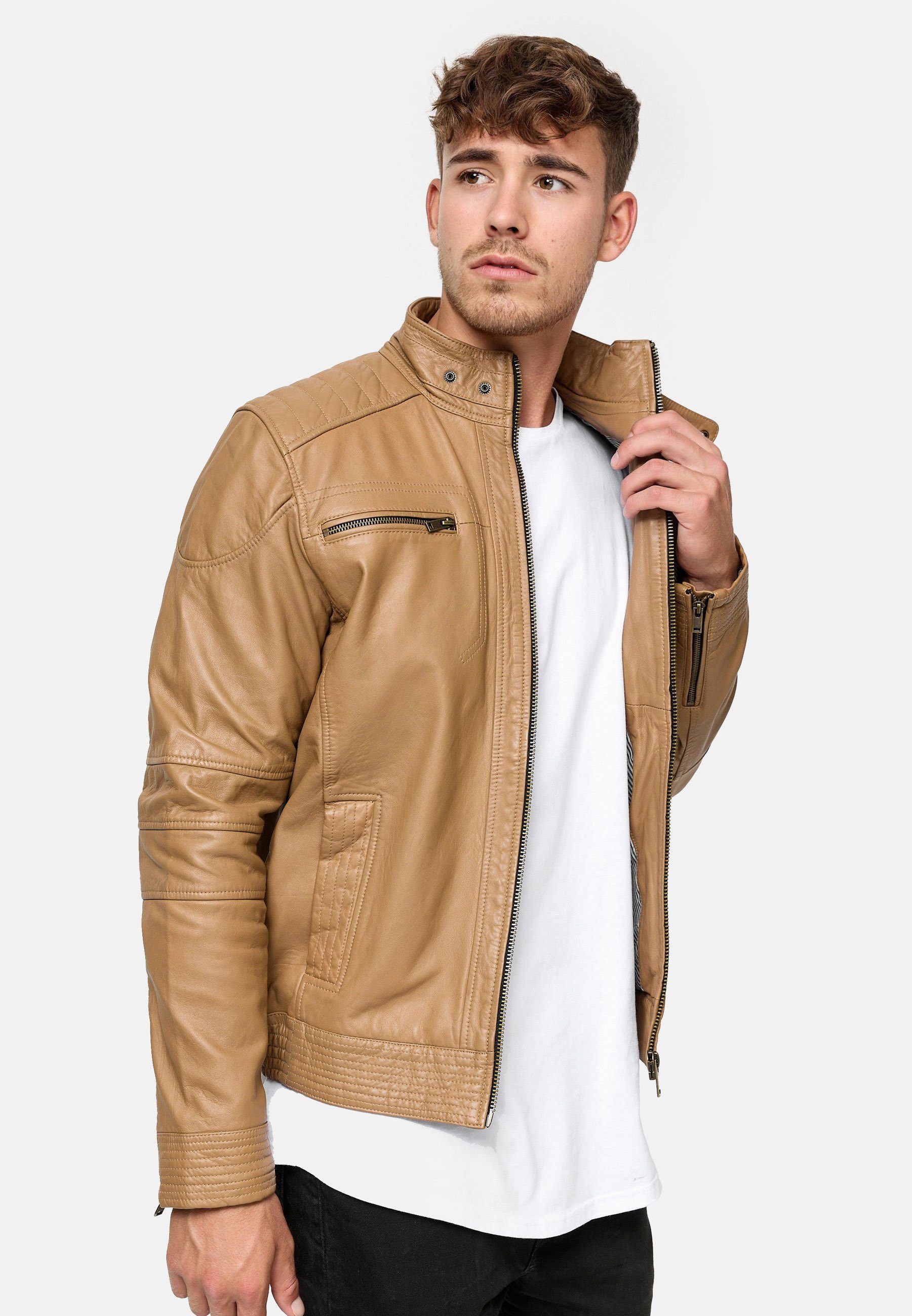 Indicode Lederjacke Herren Germo Übergangsjacke Herrenjacke aus echtem Lammleder