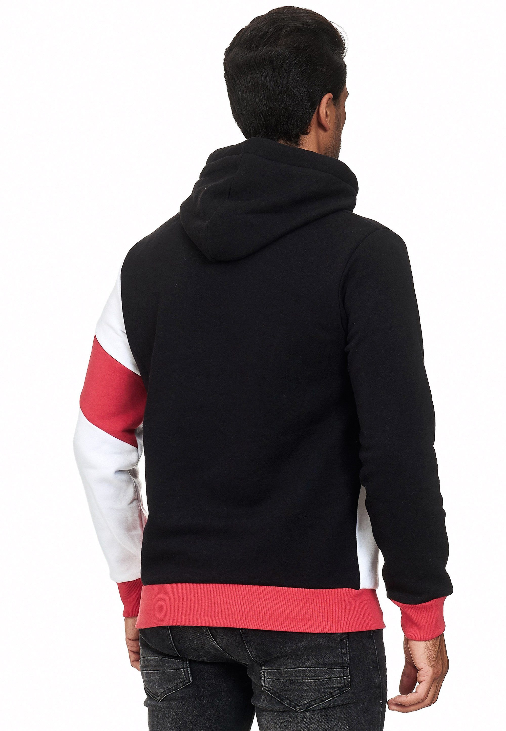 sportlichem Kapuzensweatshirt Design in Rusty schwarz-rot Neal