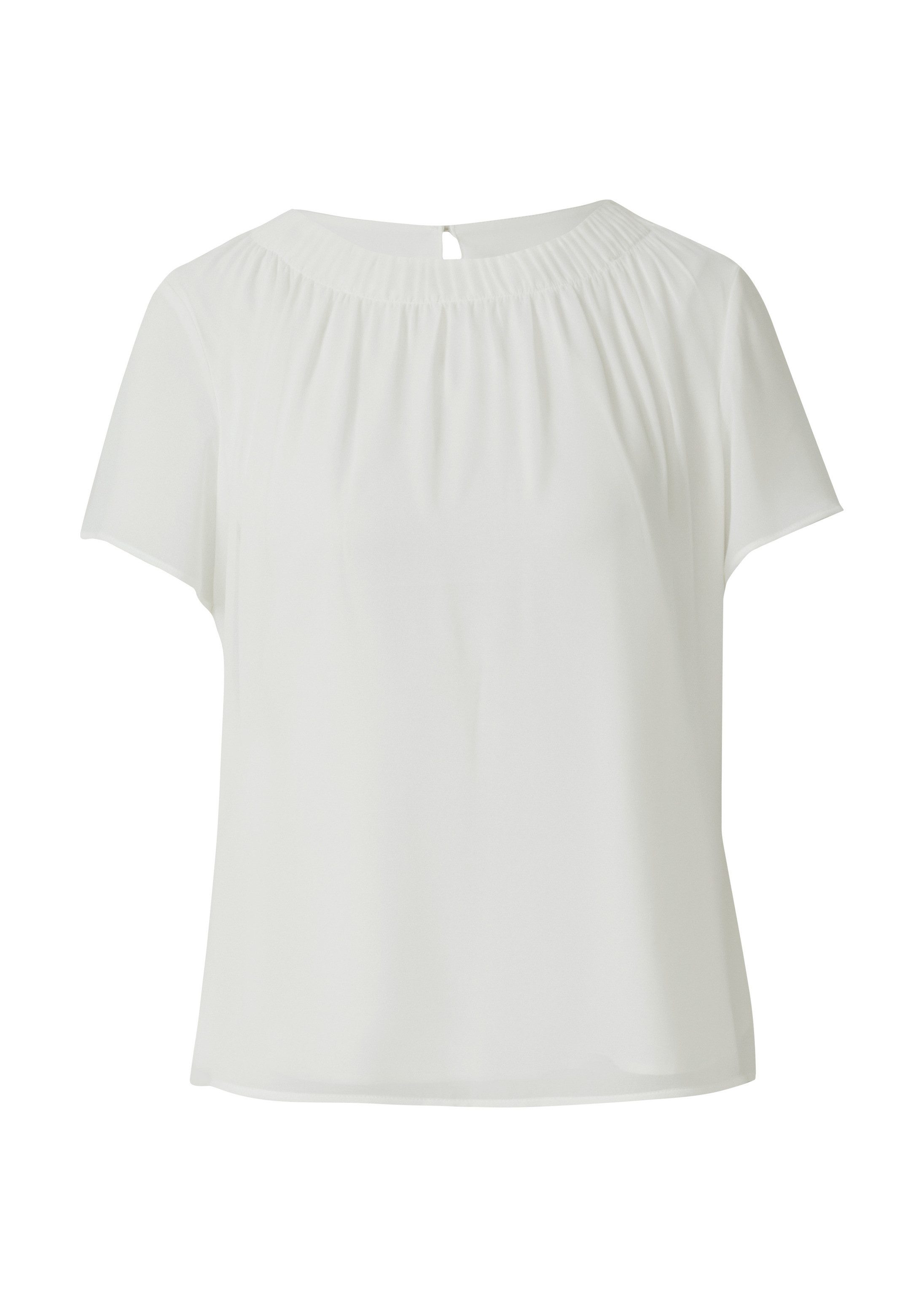 s.Oliver Kurzarmbluse Bluse Luftige Chiffon-Bluse mit gesteppter Raffung