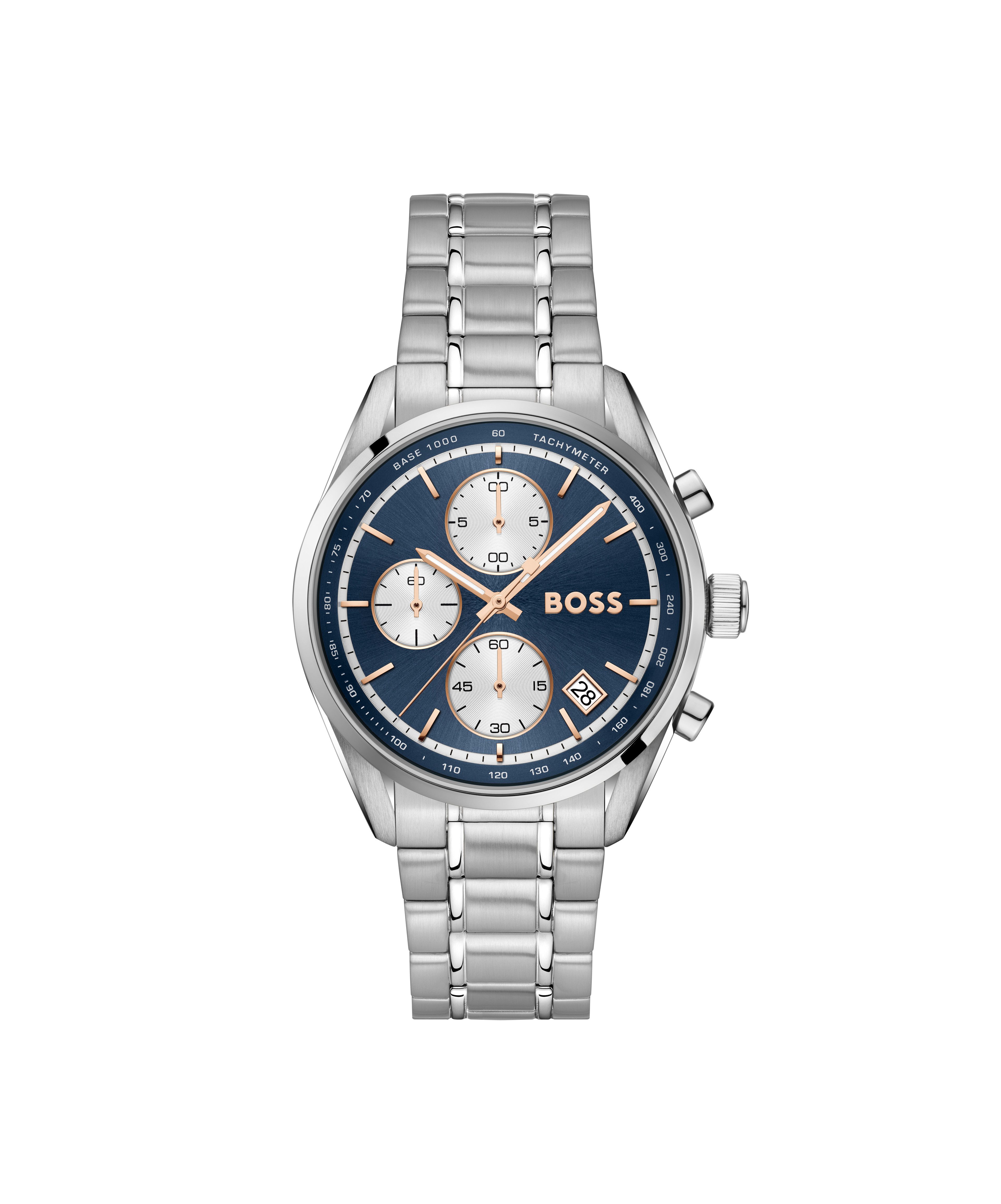 BOSS Chronograph GRAND PRIX 1514360, Quarzuhr, Armbanduhr, Damenuhr, Herrenuhr, Edelstahlarmband, analog