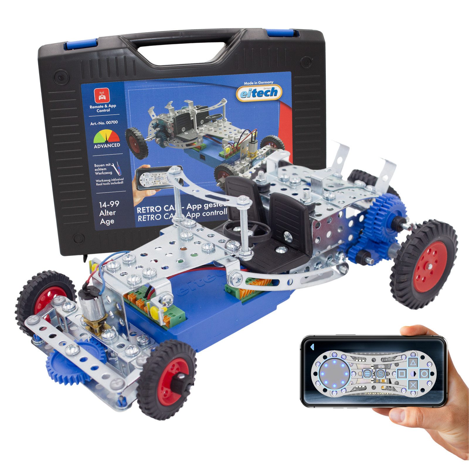 Eitech eitech Retro Car - App gesteuert, 00700 Metallbaukasten, (Modellauto, 240 St., Modellbausatz), frei programmierbar, Made in Germany