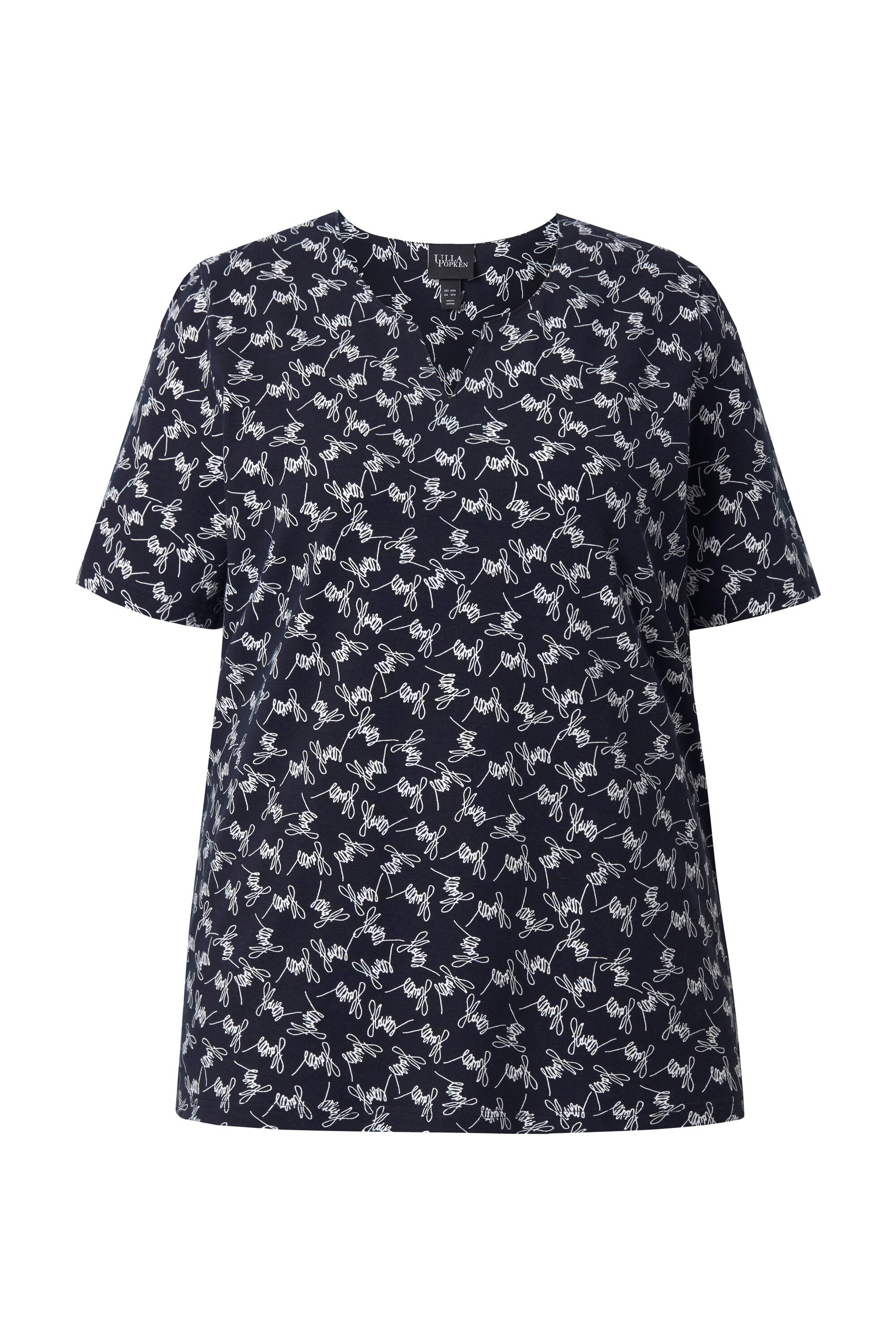 T-Shirt T-Shirt gemustert A-Linie Tunika-Ausschnitt