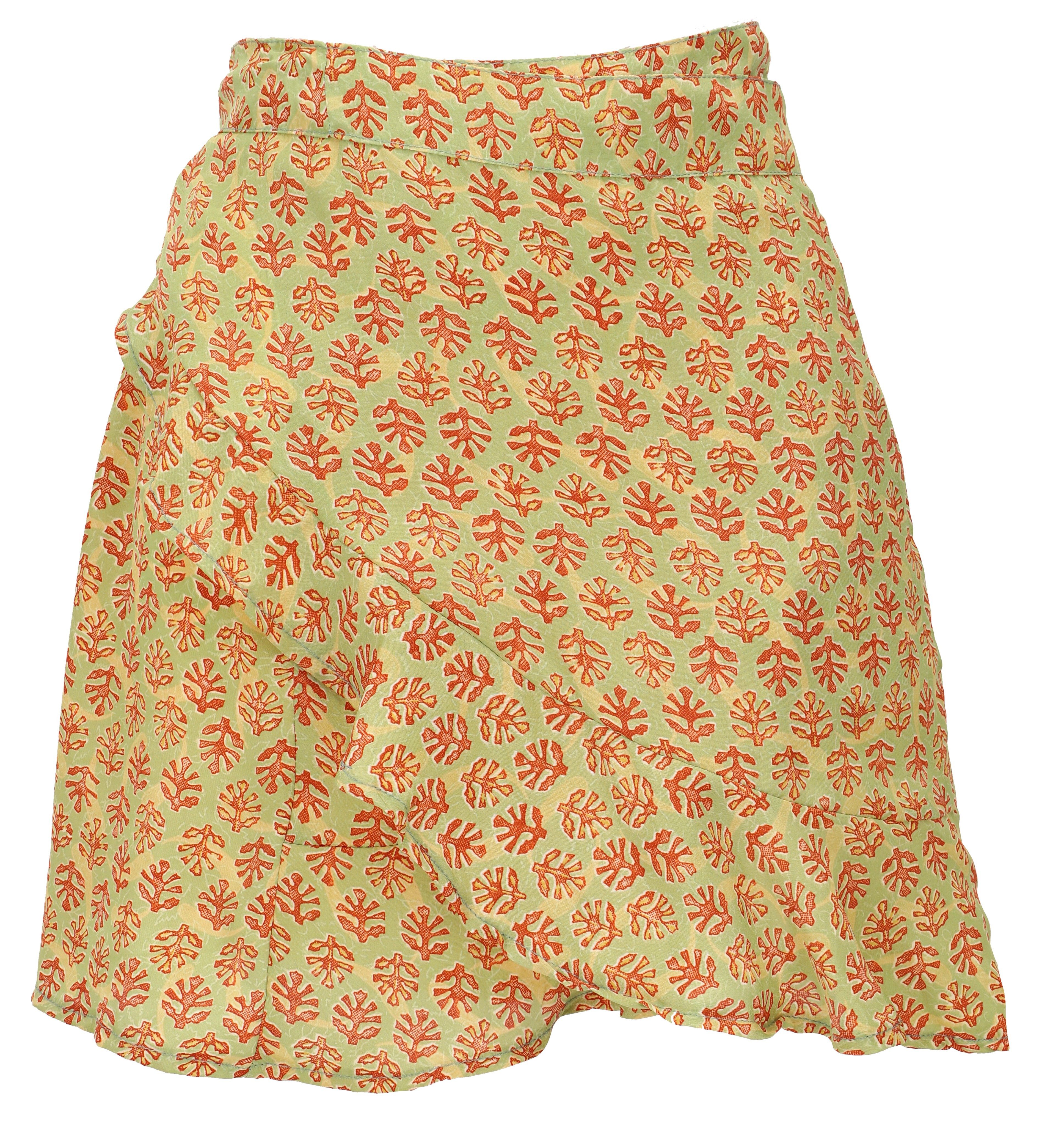 Guru-Shop Minirock Leichter seidiger Wickelrock, Boho Sommerrock -.. alternative Bekleidung
