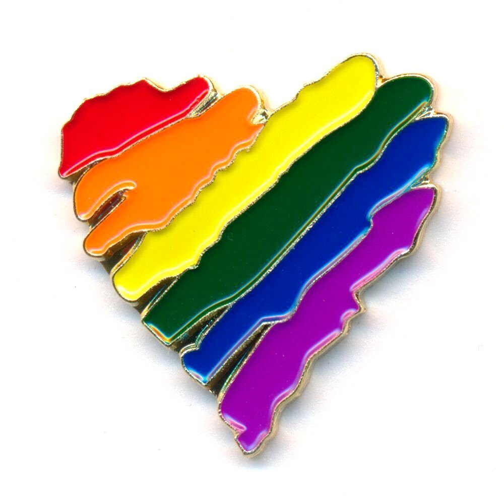 hegibaer Anstecknadel 2 Regenbogen Herz LGBT Pride Edel Metall Pin Button Anstecker 0945 XL (2-tlg., 2 Pin Anstecker), Edel