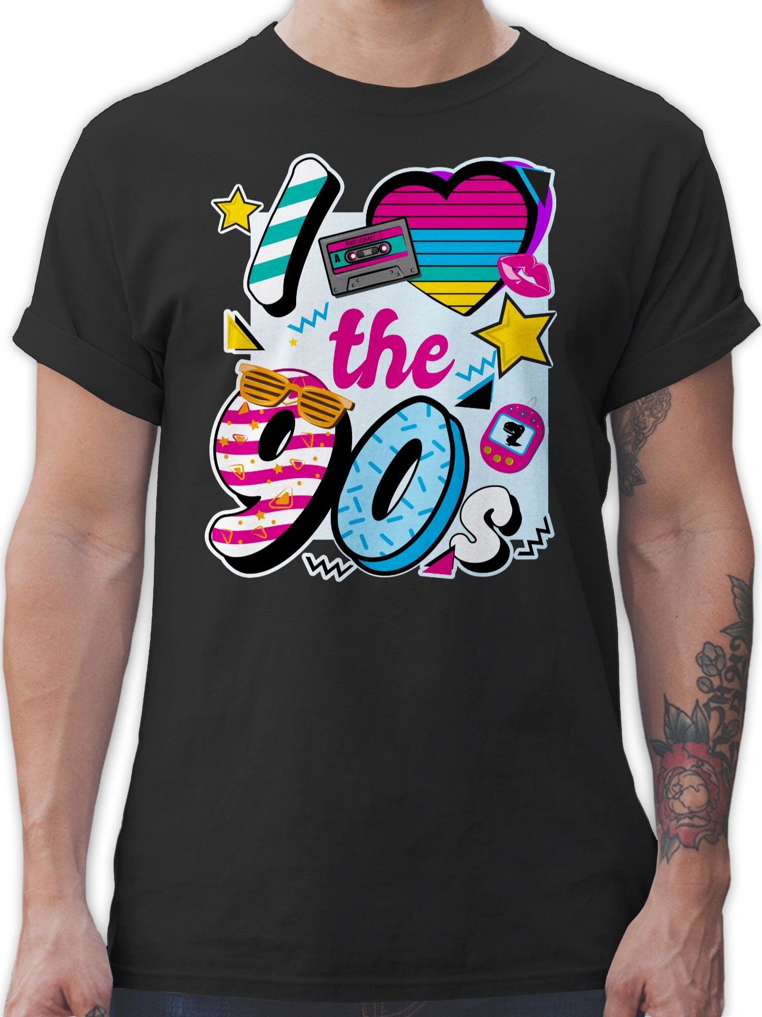 Shirtracer TShirt »I love the 90s bunt Sprüche Statement mit Spruch