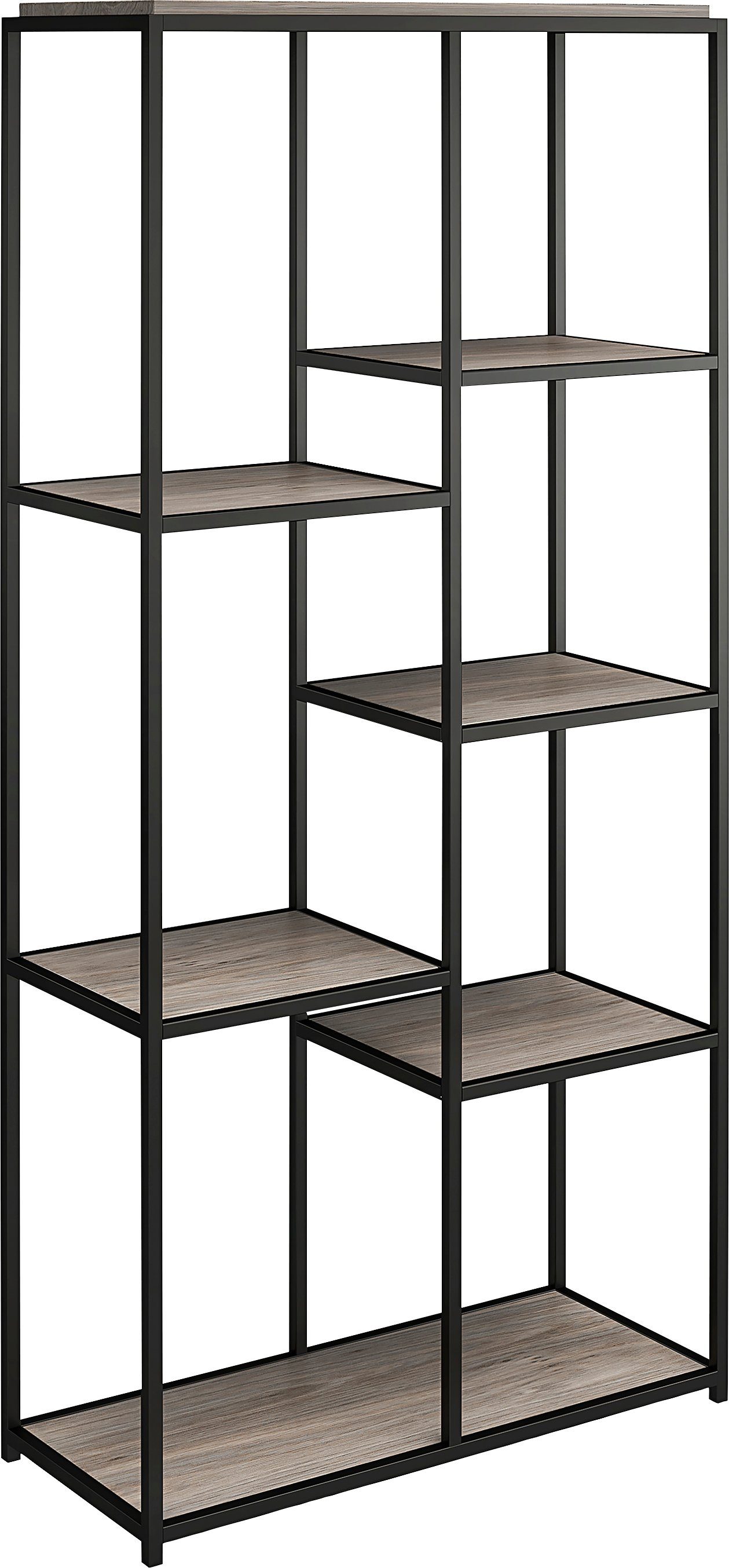 Dorel Home Aktenregal Quincy, 1-tlg., Metallregal, modern, Breite 86,5 cm, Höhe 180 cm grau eiche/schwarz | schwarz